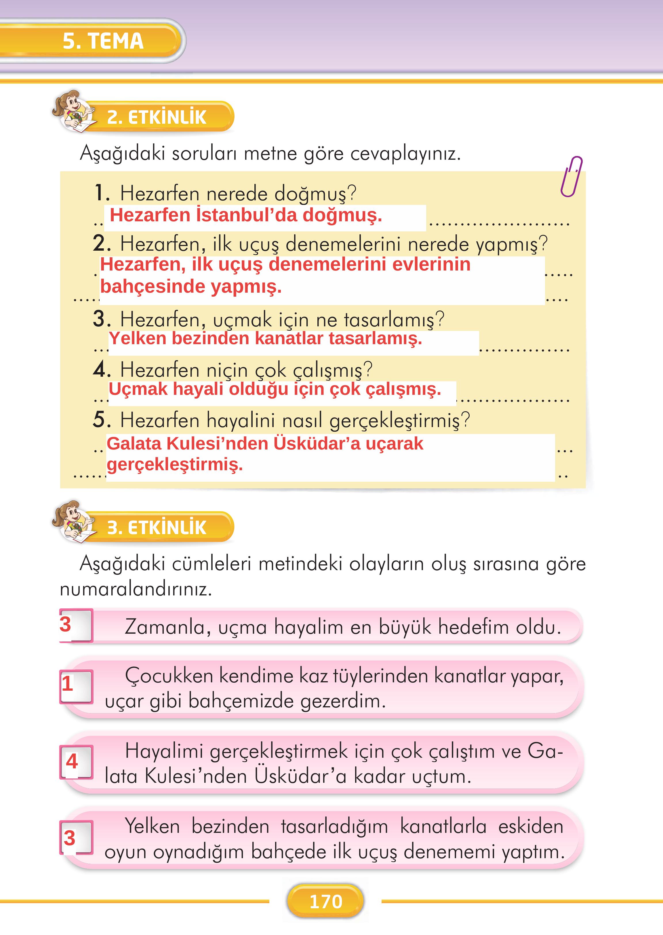 2. Sınıf İlke Yayınları Türkçe Ders Kitabı Sayfa 170 Cevapları