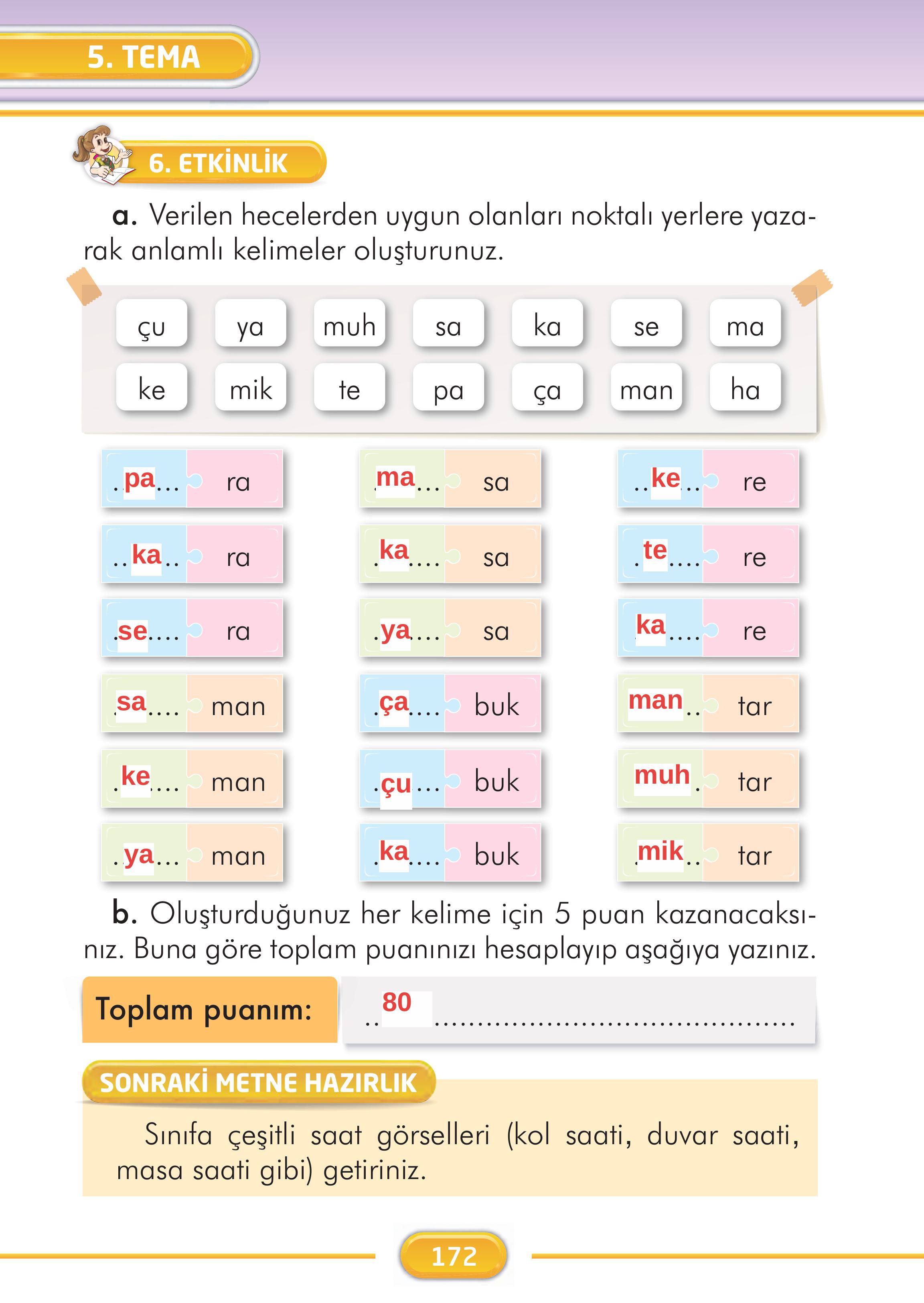 2. Sınıf İlke Yayınları Türkçe Ders Kitabı Sayfa 172 Cevapları