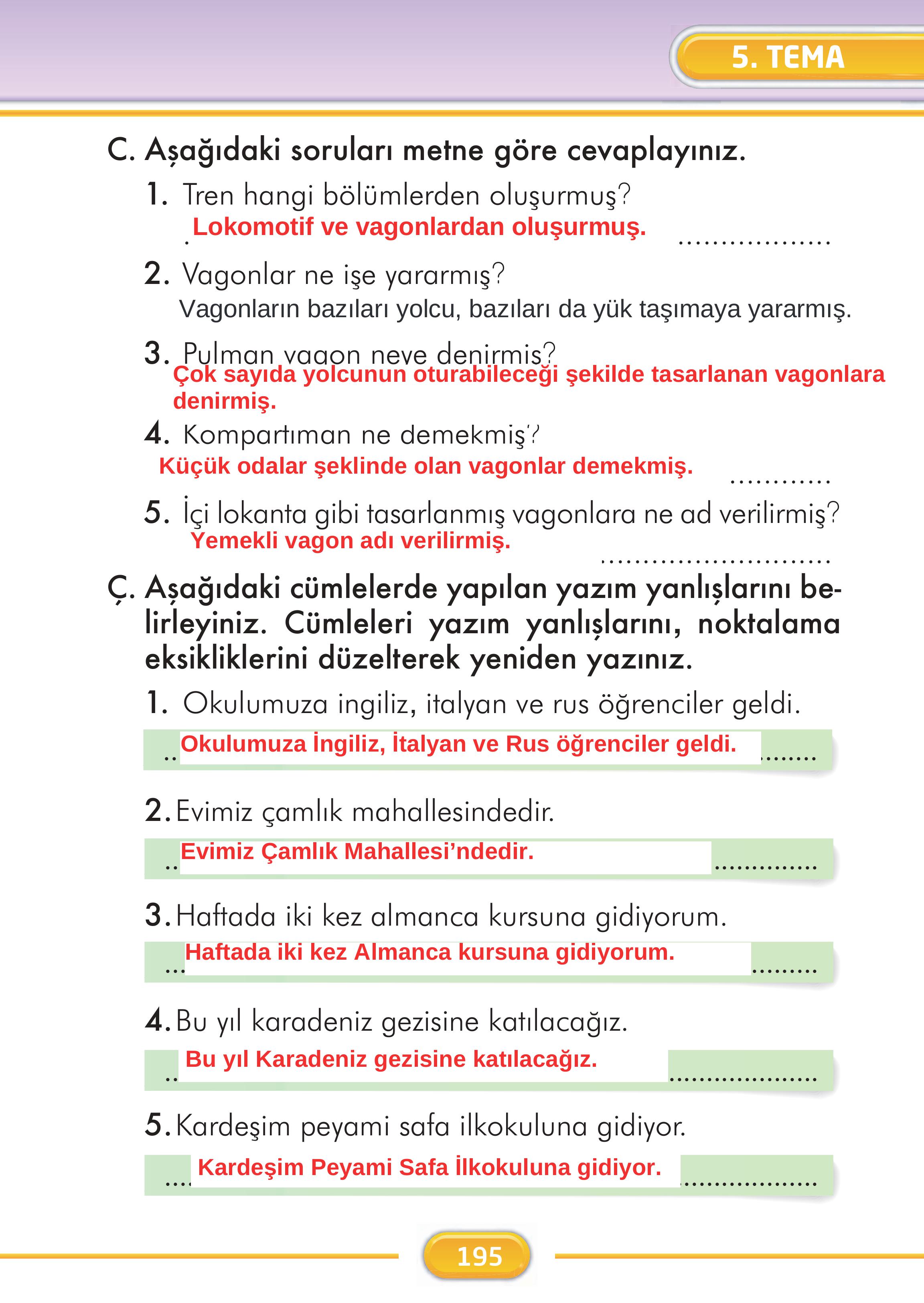 2. Sınıf İlke Yayınları Türkçe Ders Kitabı Sayfa 195 Cevapları