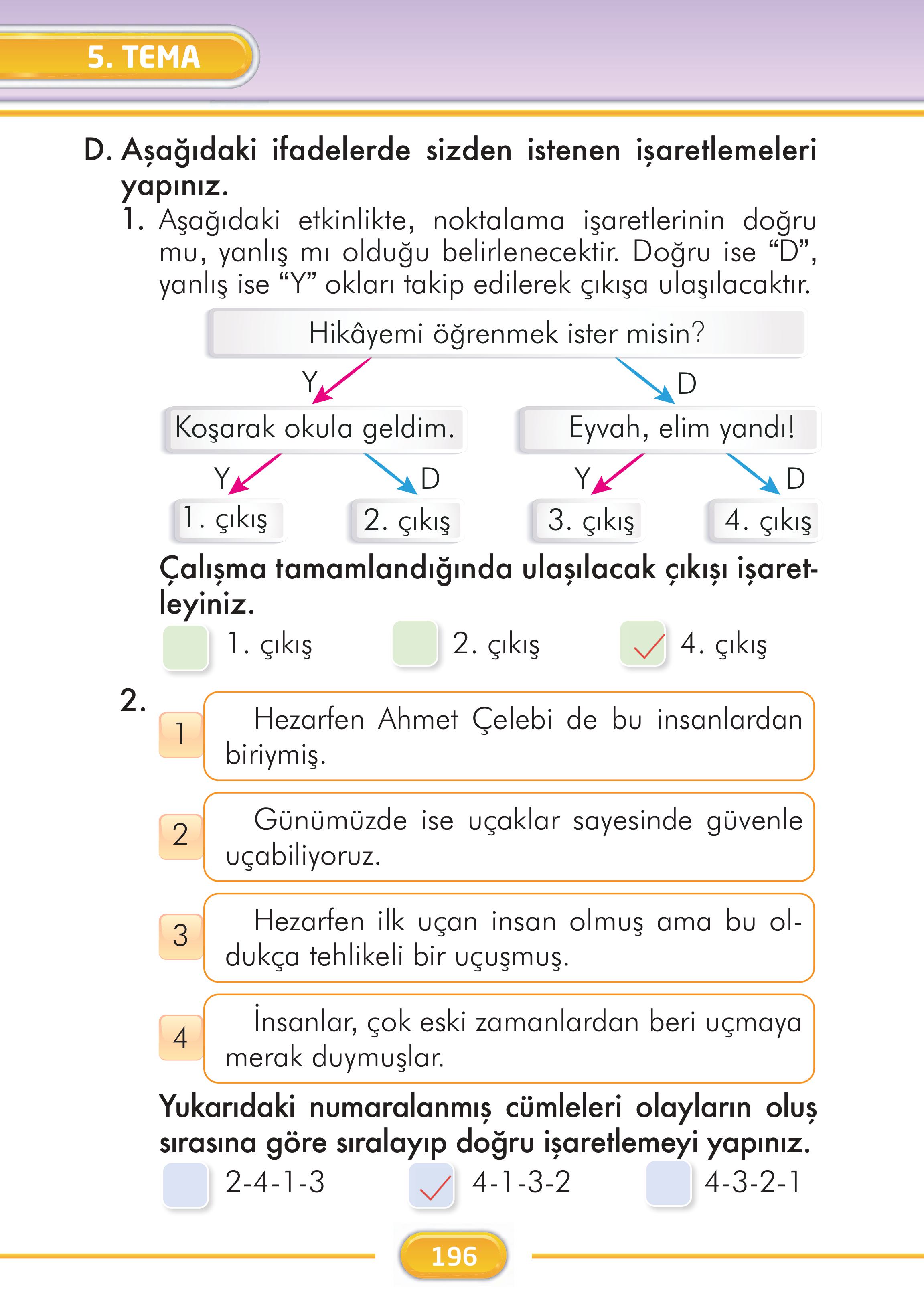 2. Sınıf İlke Yayınları Türkçe Ders Kitabı Sayfa 196 Cevapları