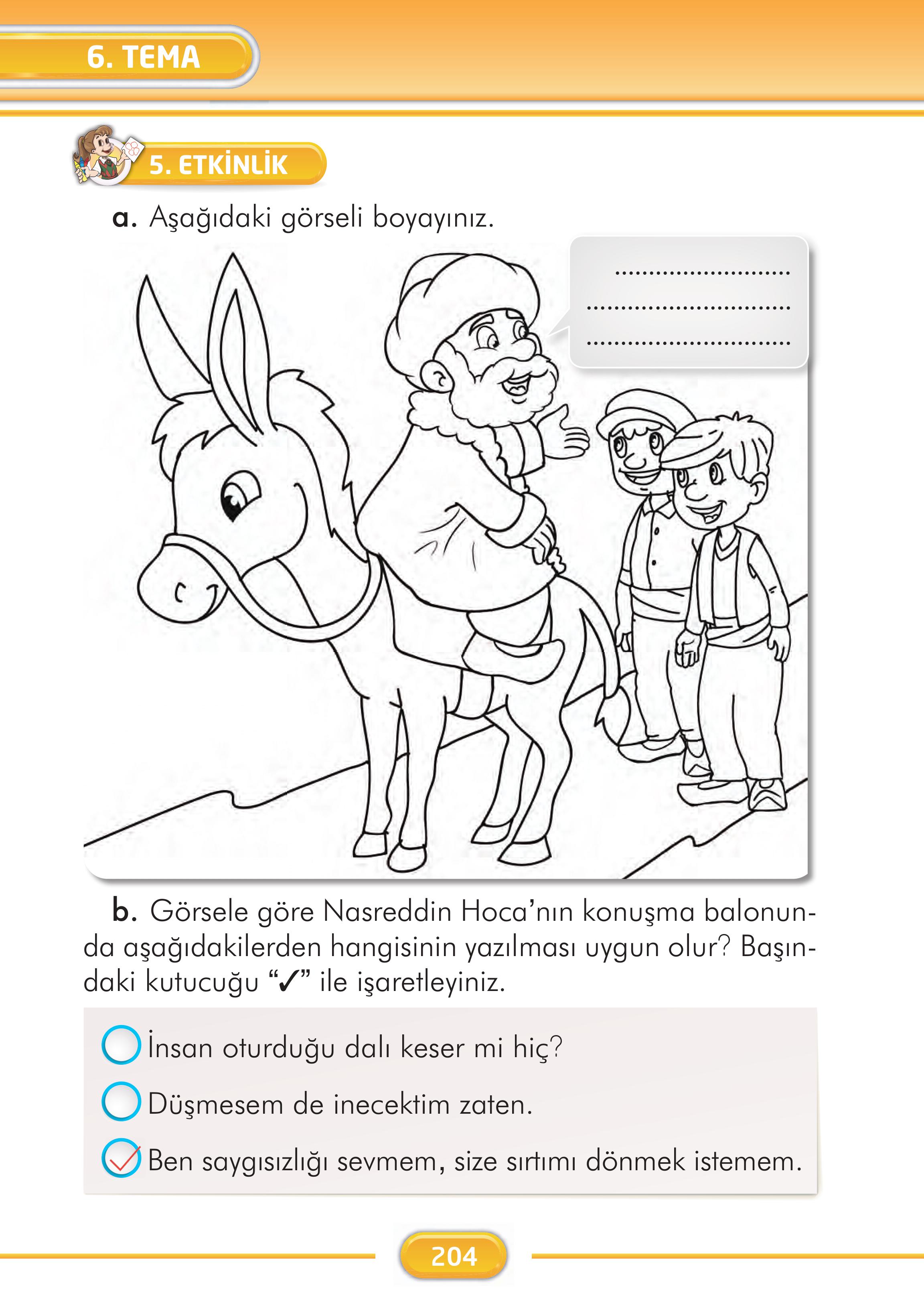 2. Sınıf İlke Yayınları Türkçe Ders Kitabı Sayfa 204 Cevapları