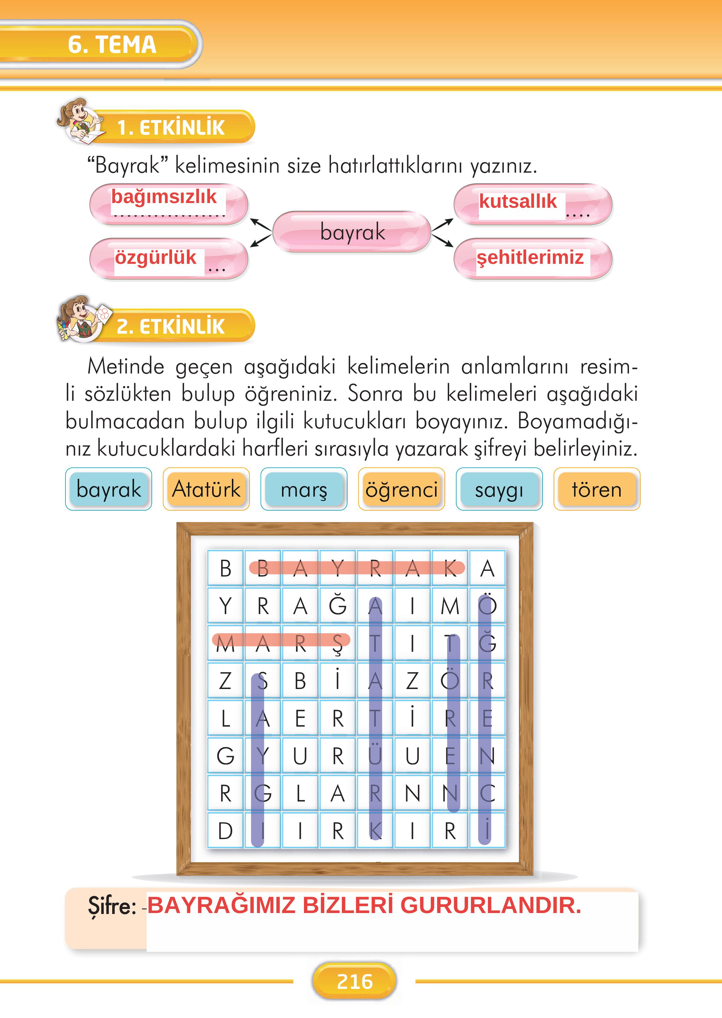 2. Sınıf İlke Yayınları Türkçe Ders Kitabı Sayfa 216 Cevapları