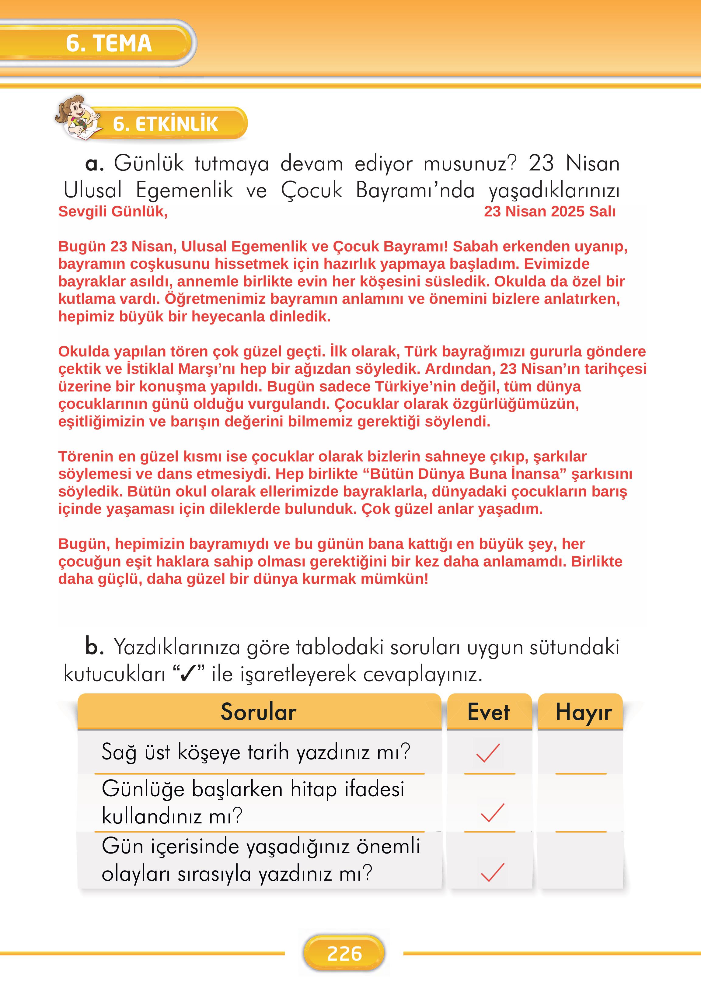 2. Sınıf İlke Yayınları Türkçe Ders Kitabı Sayfa 226 Cevapları