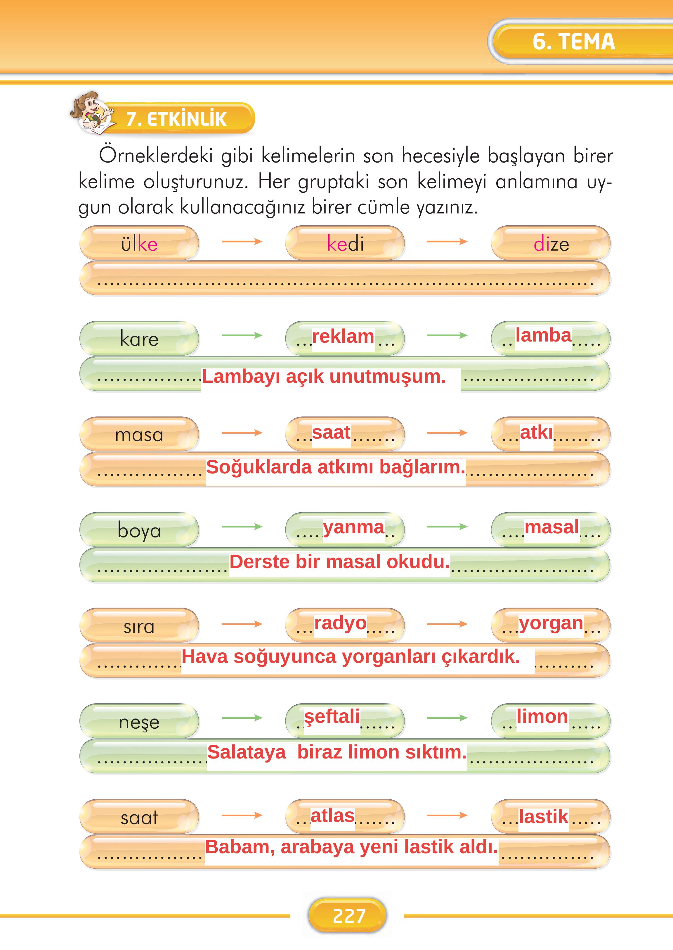 2. Sınıf İlke Yayınları Türkçe Ders Kitabı Sayfa 227 Cevapları