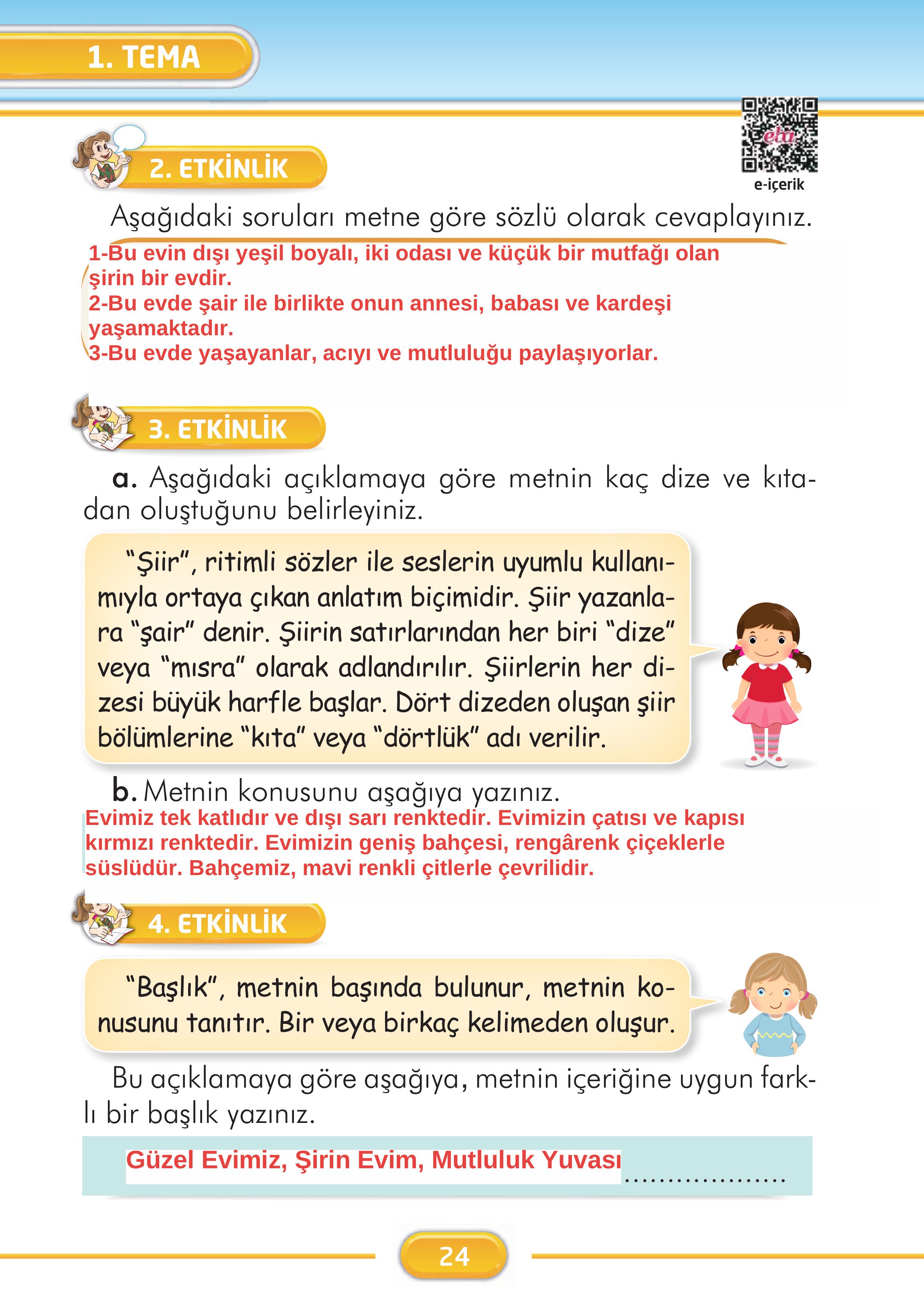 2. Sınıf İlke Yayınları Türkçe Ders Kitabı Sayfa 24 Cevapları