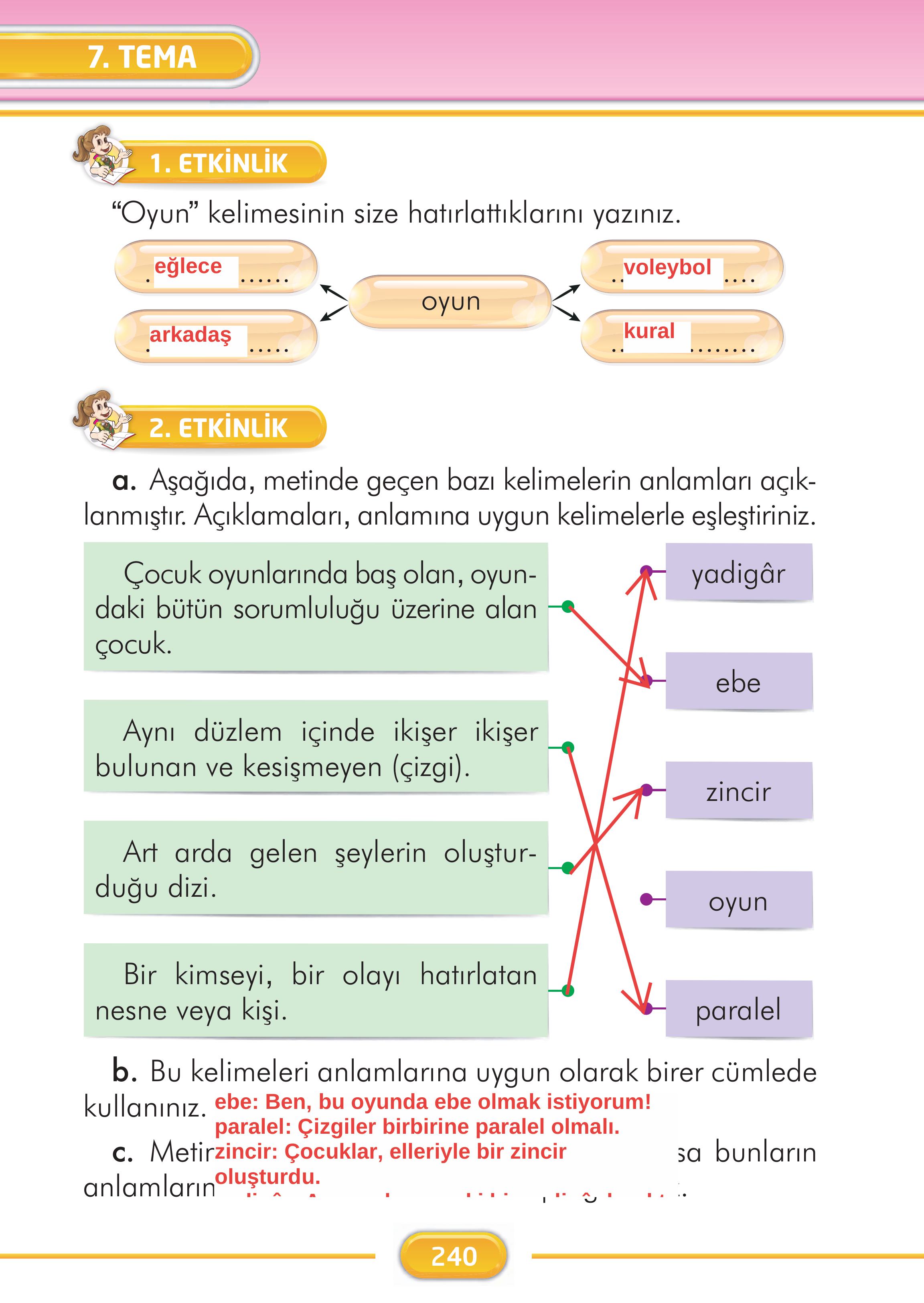 2. Sınıf İlke Yayınları Türkçe Ders Kitabı Sayfa 240 Cevapları