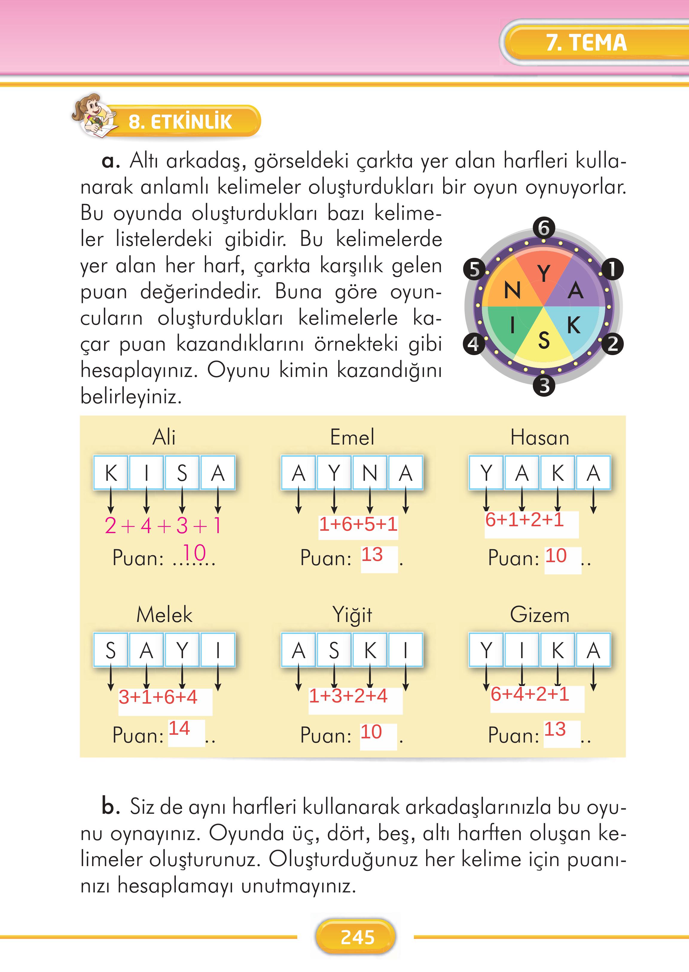 2. Sınıf İlke Yayınları Türkçe Ders Kitabı Sayfa 245 Cevapları