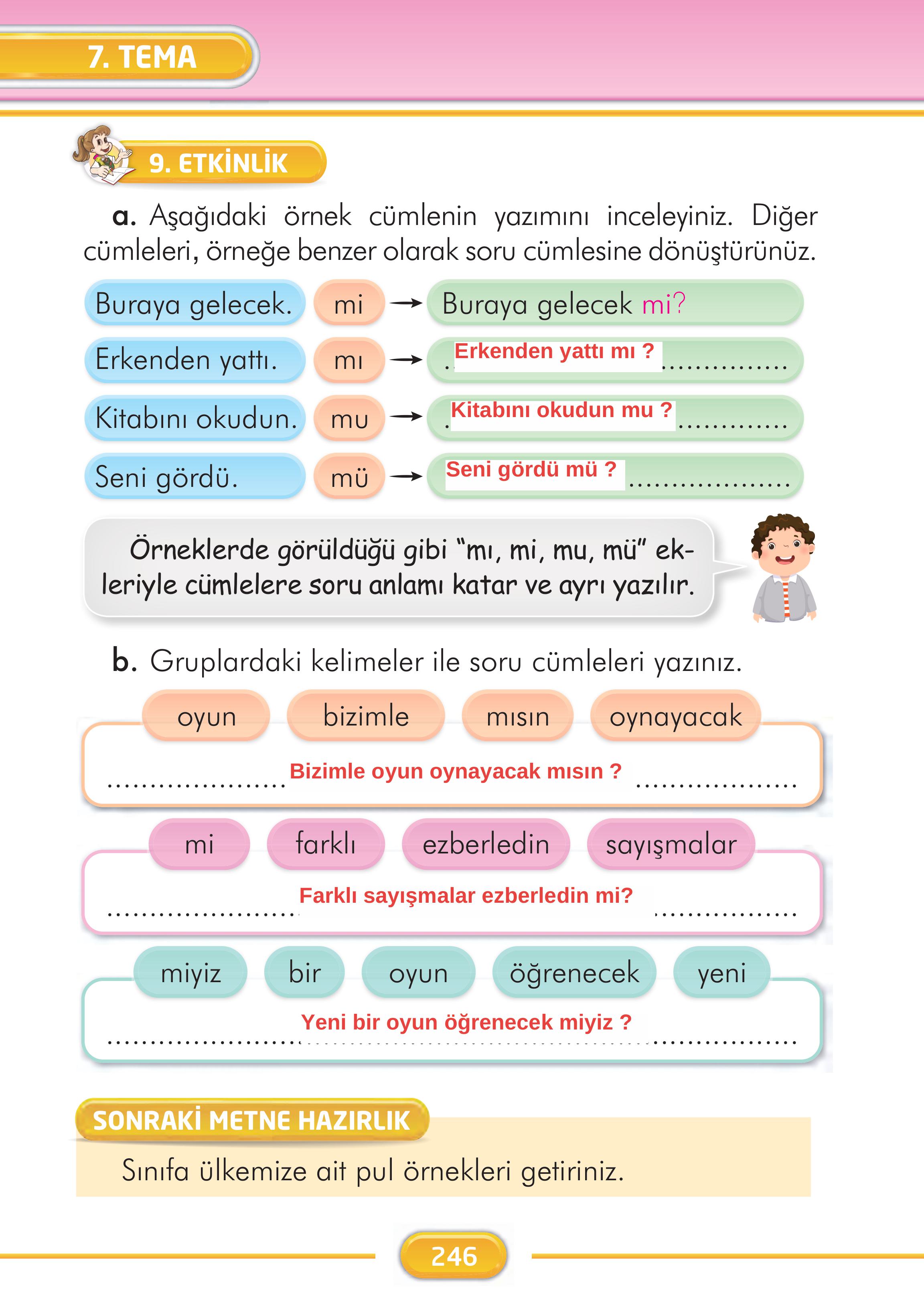 2. Sınıf İlke Yayınları Türkçe Ders Kitabı Sayfa 246 Cevapları