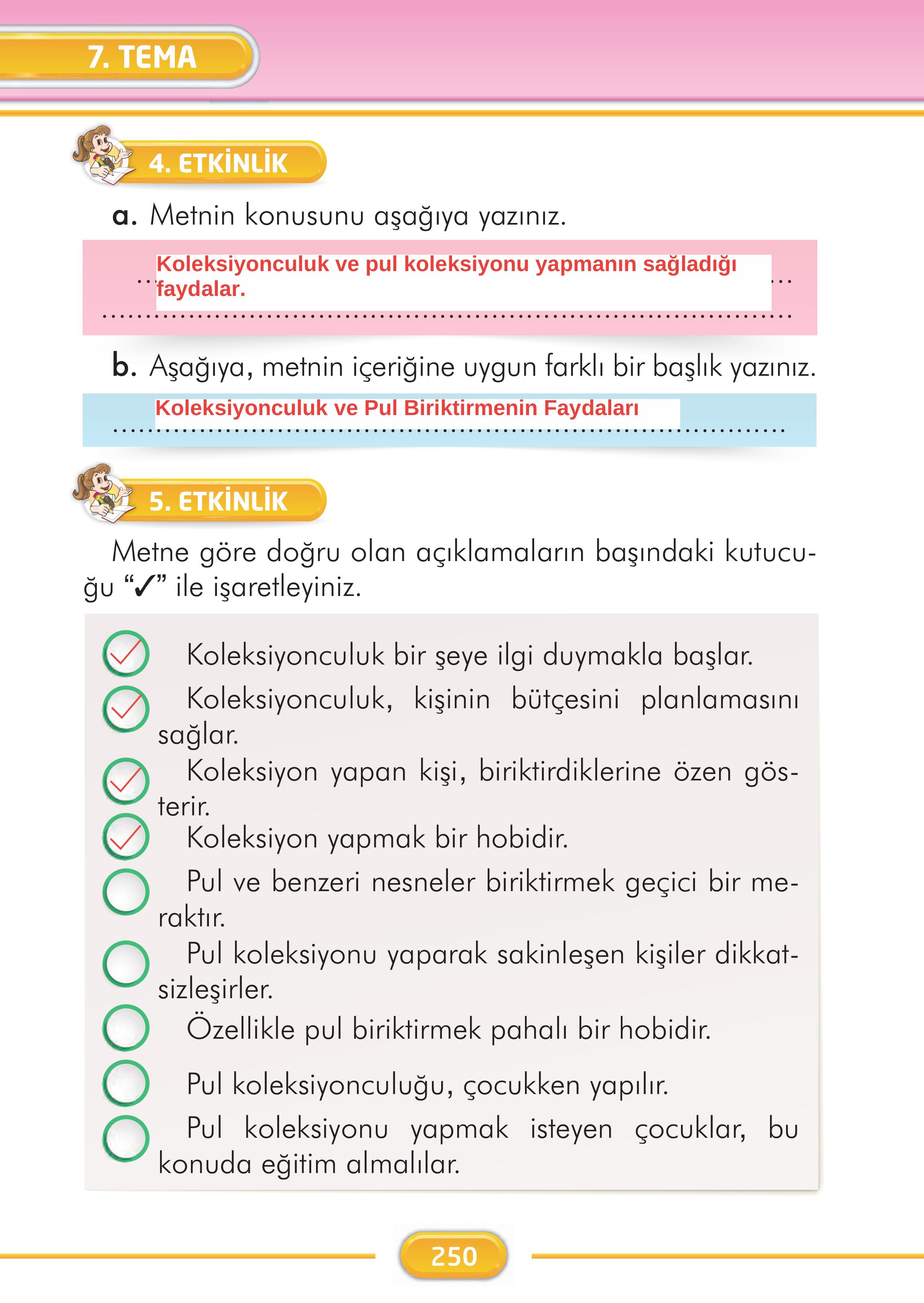 2. Sınıf İlke Yayınları Türkçe Ders Kitabı Sayfa 250 Cevapları