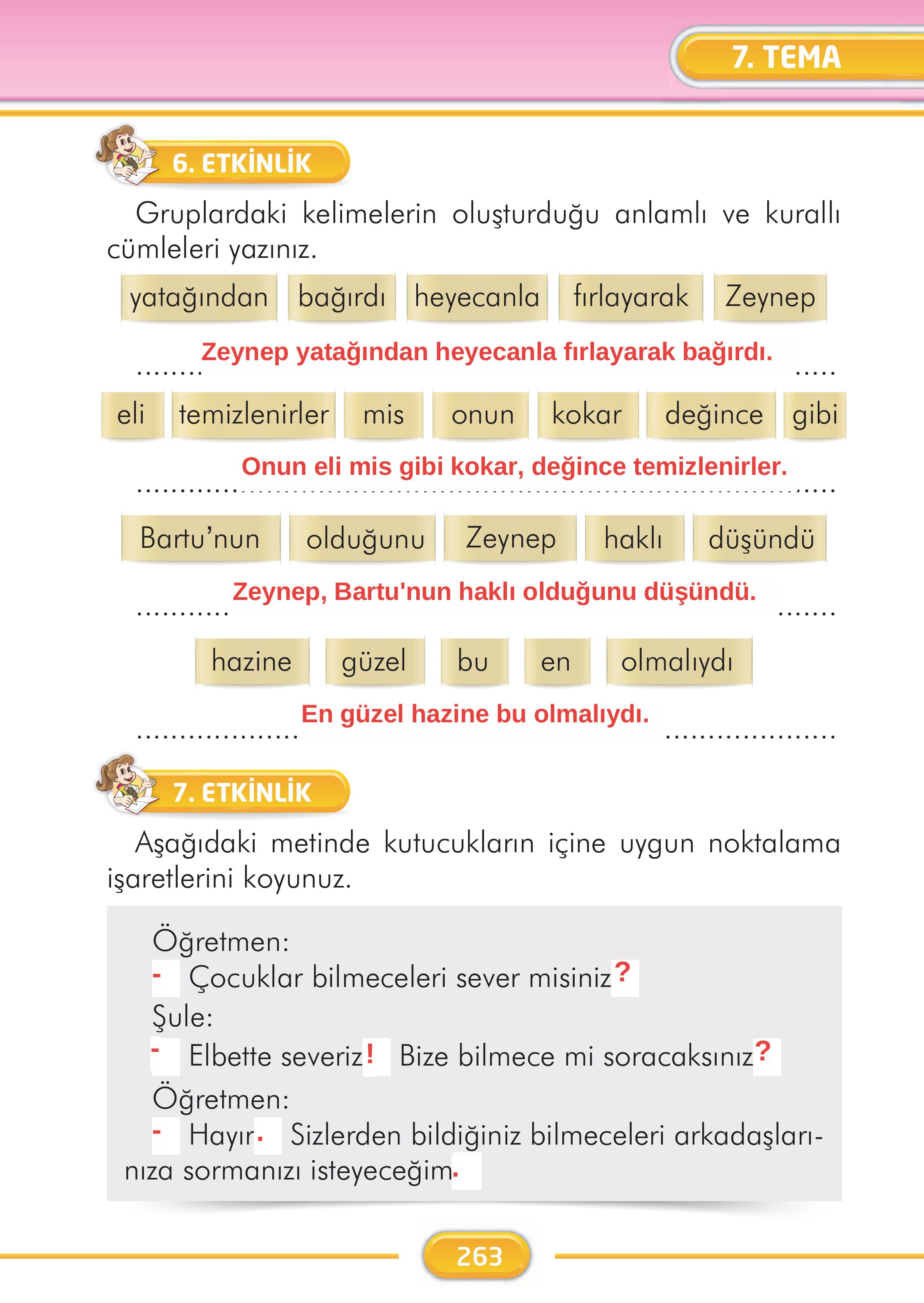 2. Sınıf İlke Yayınları Türkçe Ders Kitabı Sayfa 263 Cevapları