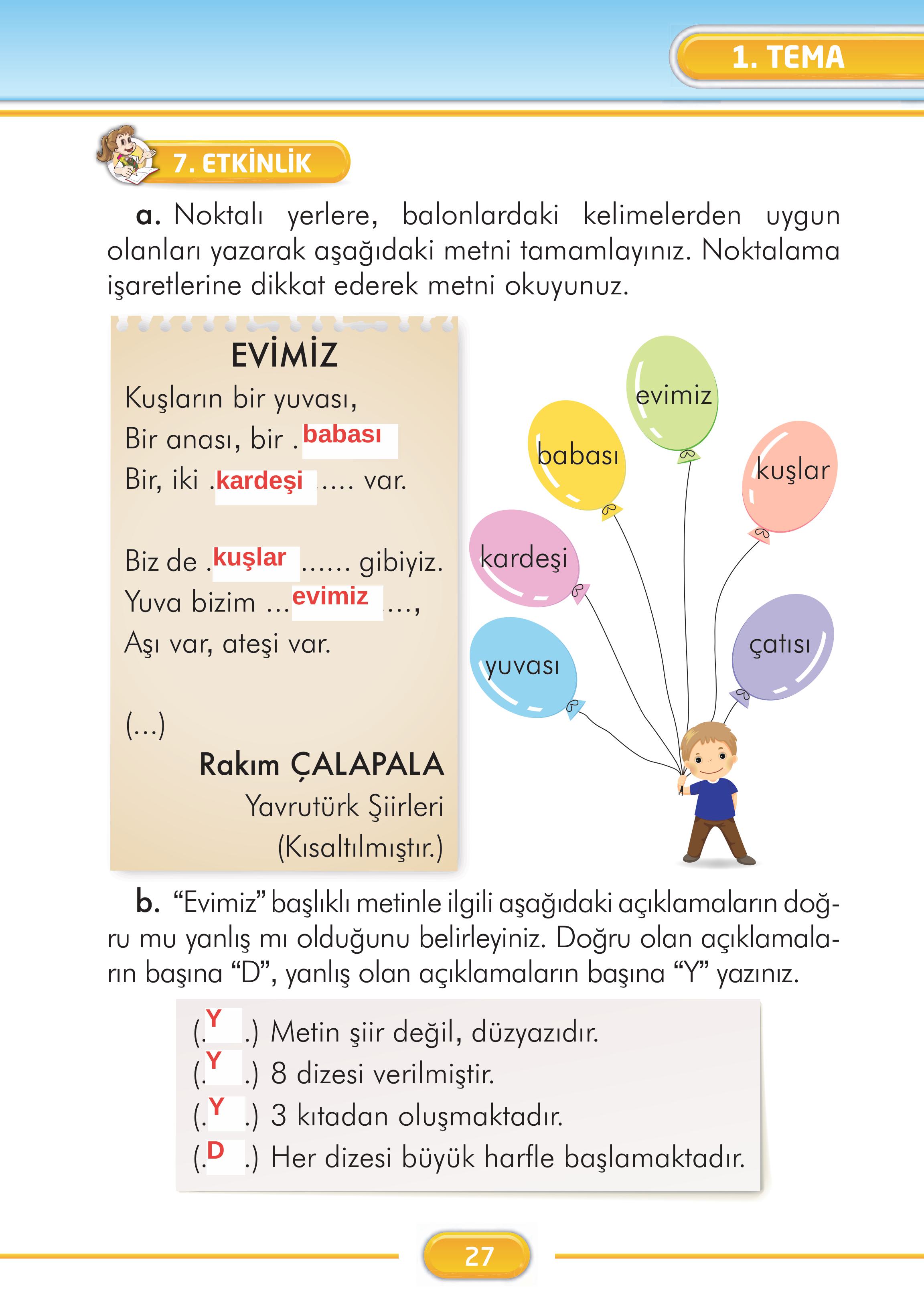 2. Sınıf İlke Yayınları Türkçe Ders Kitabı Sayfa 27 Cevapları