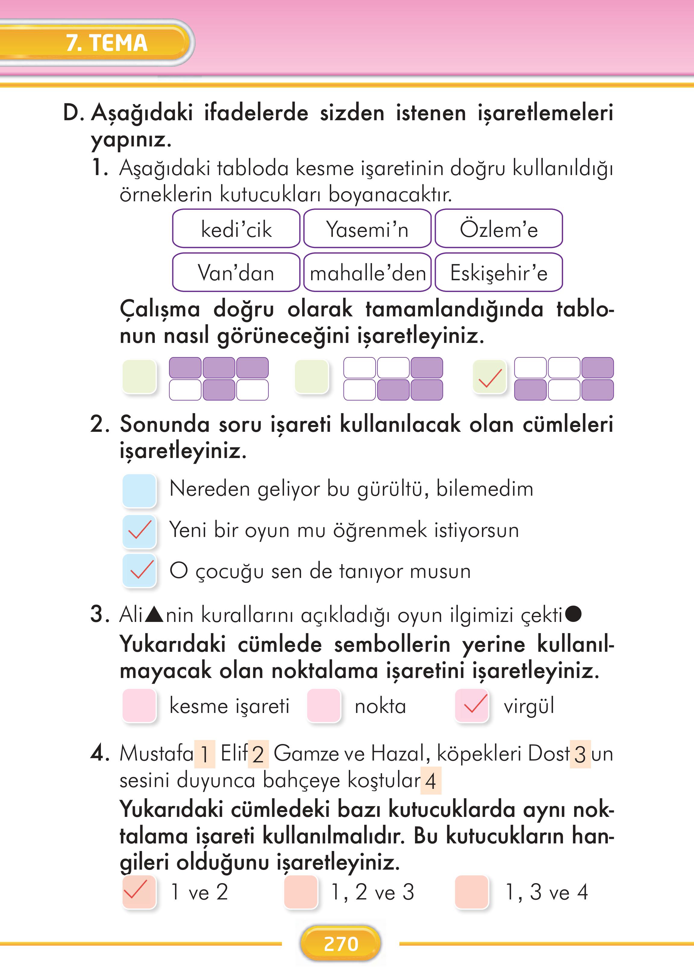 2. Sınıf İlke Yayınları Türkçe Ders Kitabı Sayfa 270 Cevapları