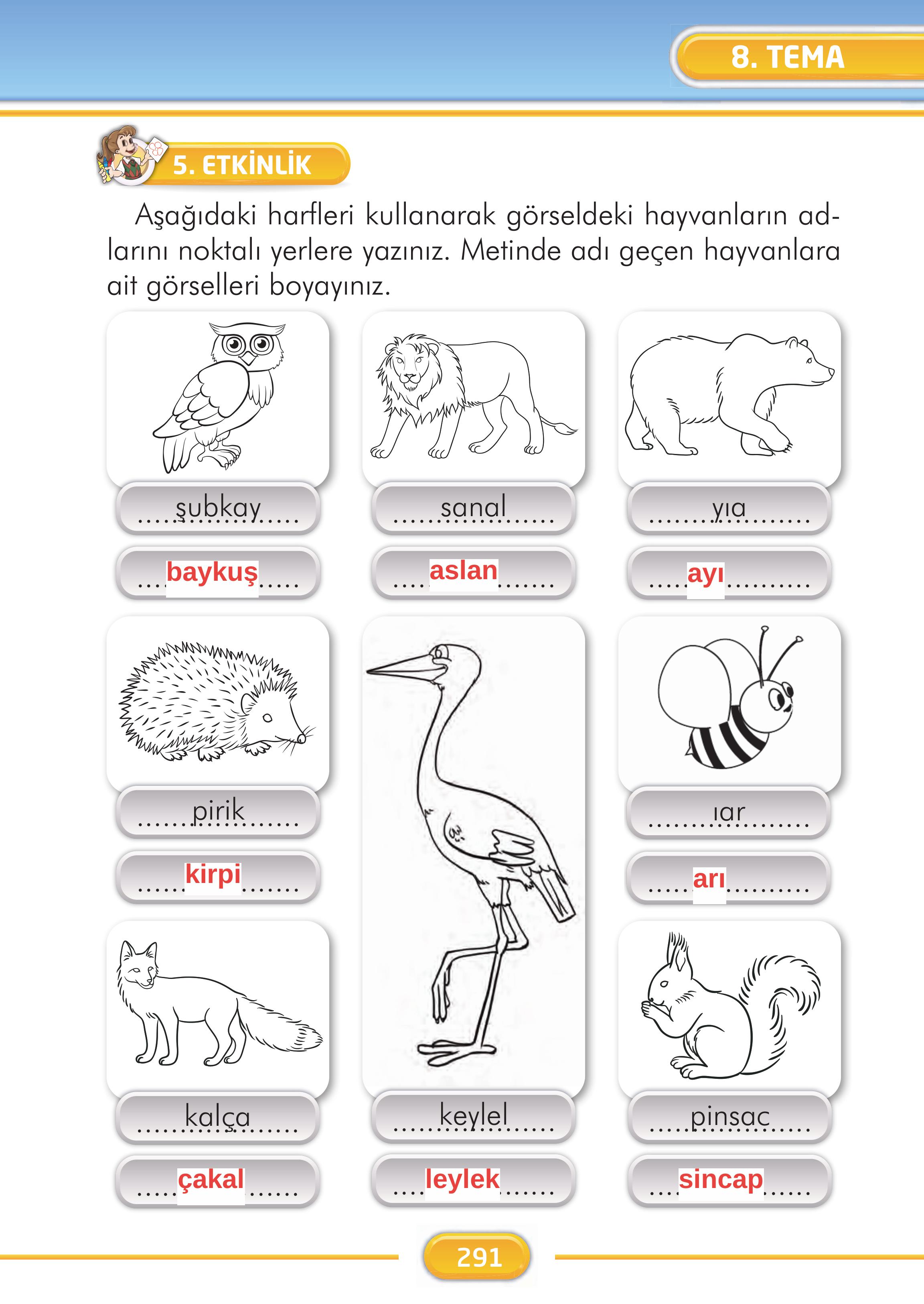 2. Sınıf İlke Yayınları Türkçe Ders Kitabı Sayfa 291 Cevapları