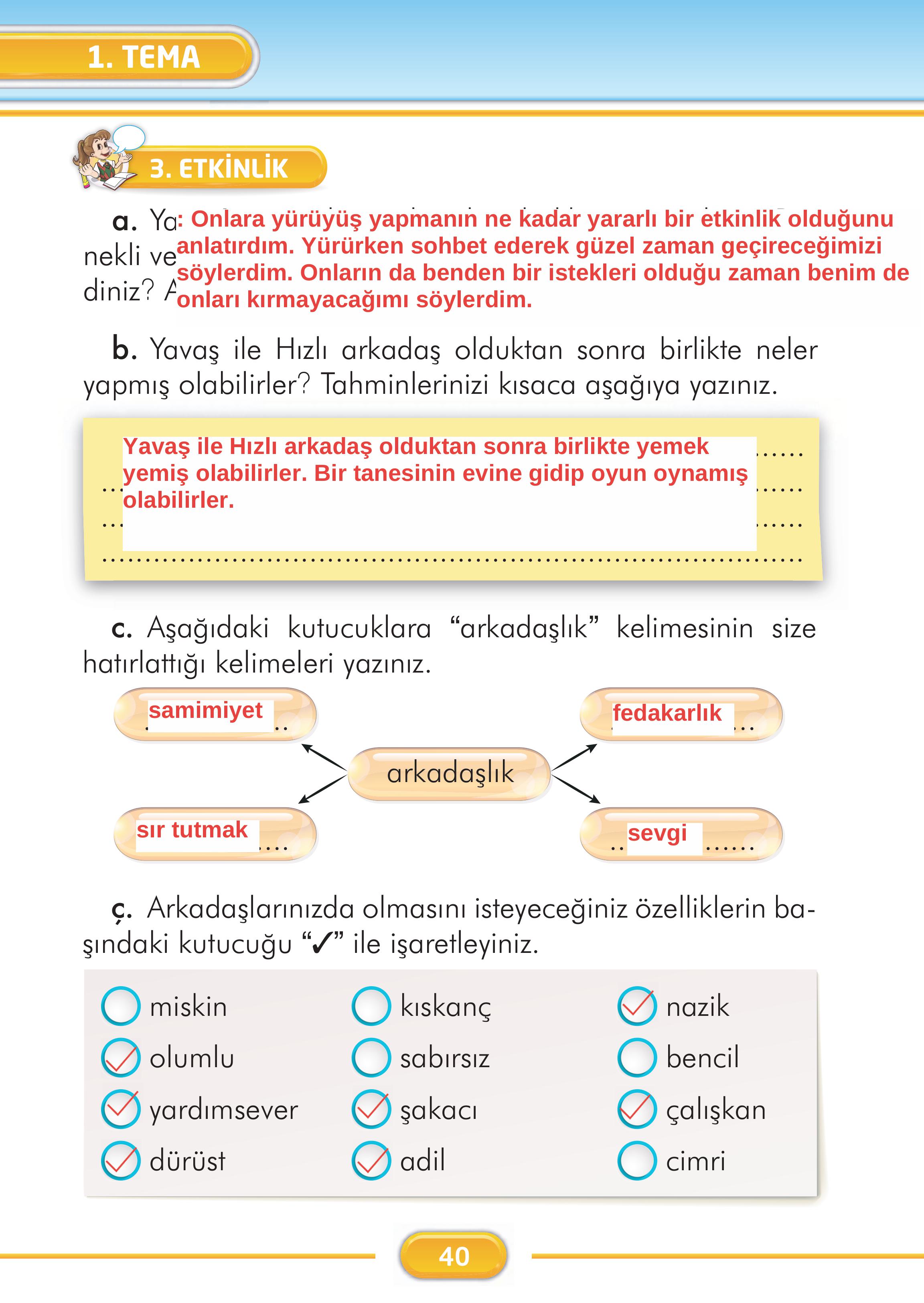 2. Sınıf İlke Yayınları Türkçe Ders Kitabı Sayfa 40 Cevapları