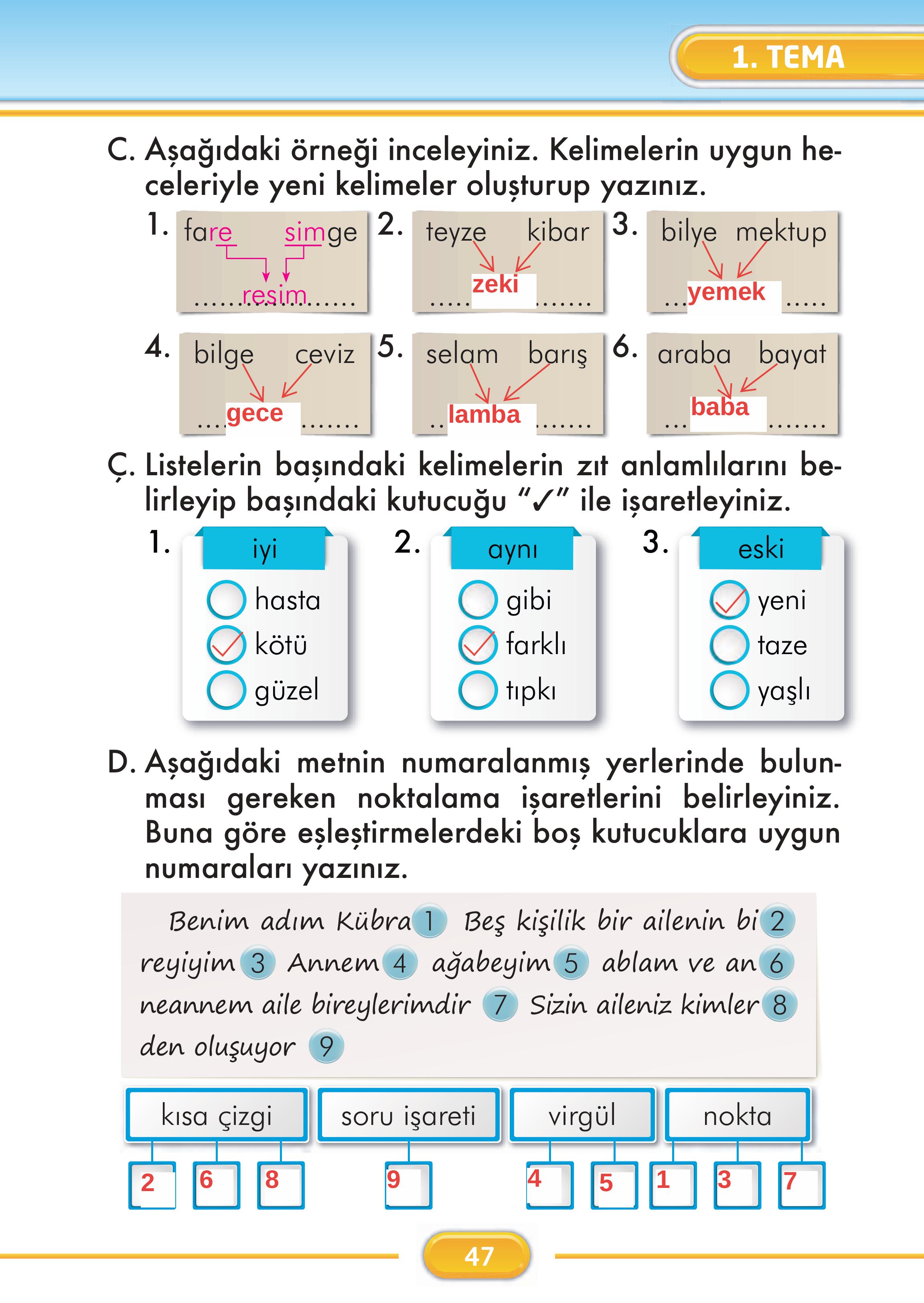 2. Sınıf İlke Yayınları Türkçe Ders Kitabı Sayfa 47 Cevapları