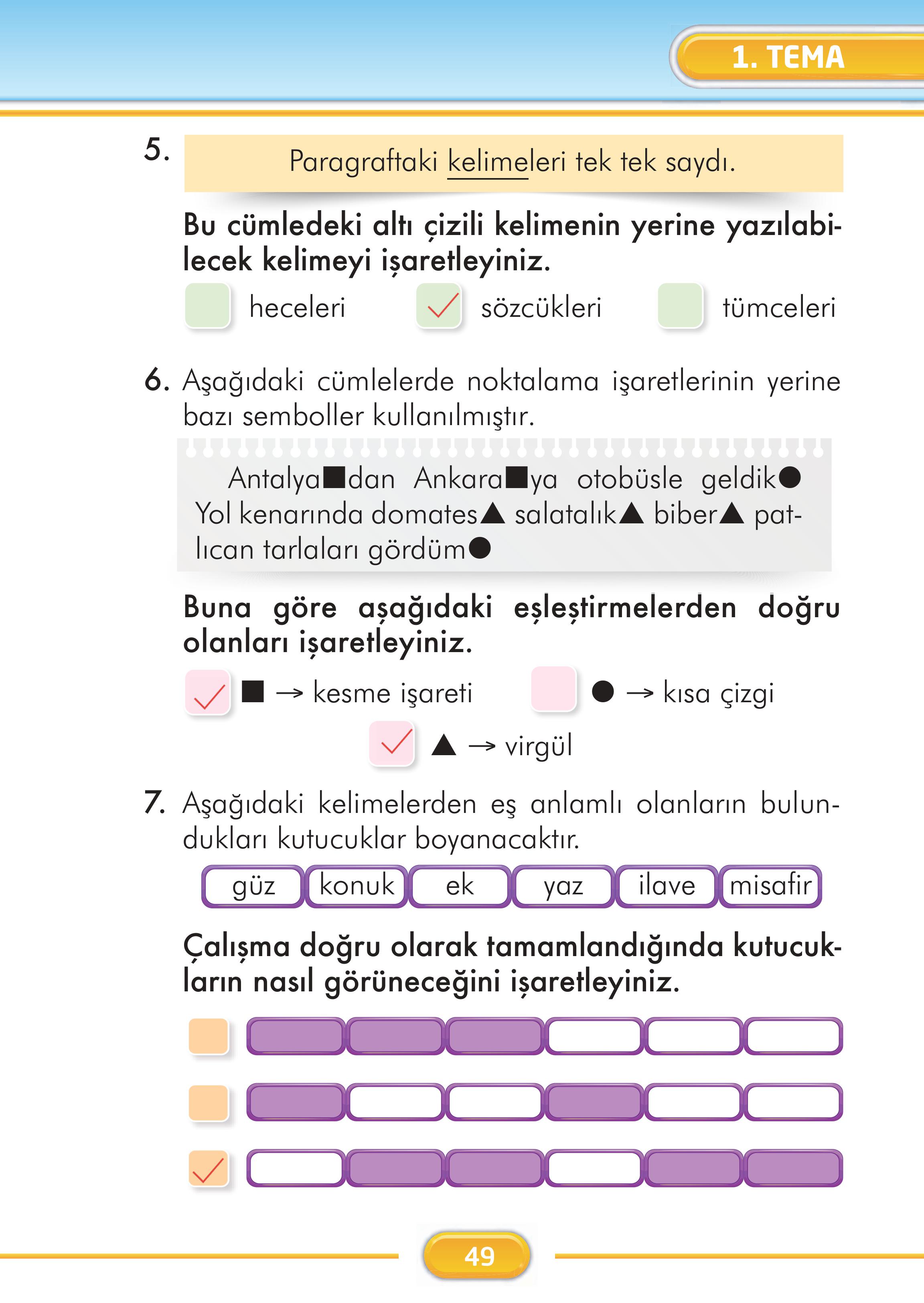 2. Sınıf İlke Yayınları Türkçe Ders Kitabı Sayfa 49 Cevapları