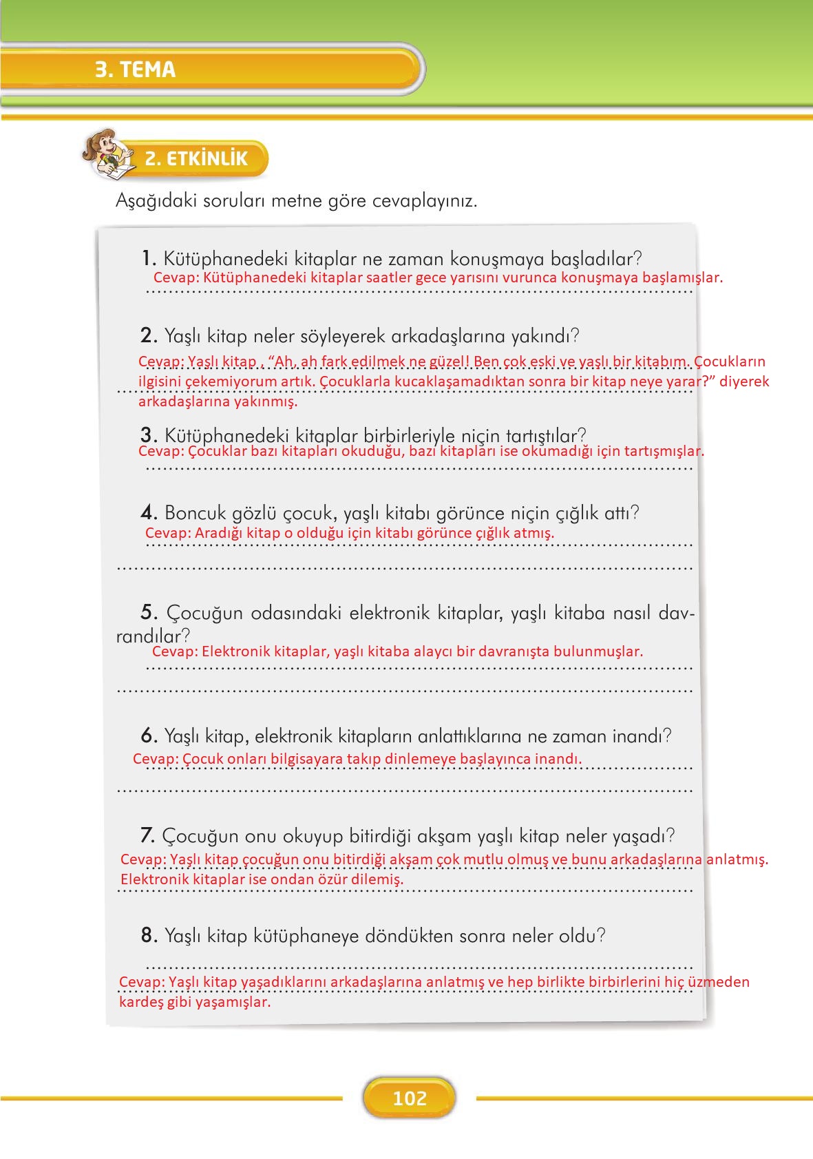 3. Sınıf İlke Yayınları Türkçe Ders Kitabı Sayfa 102 Cevapları