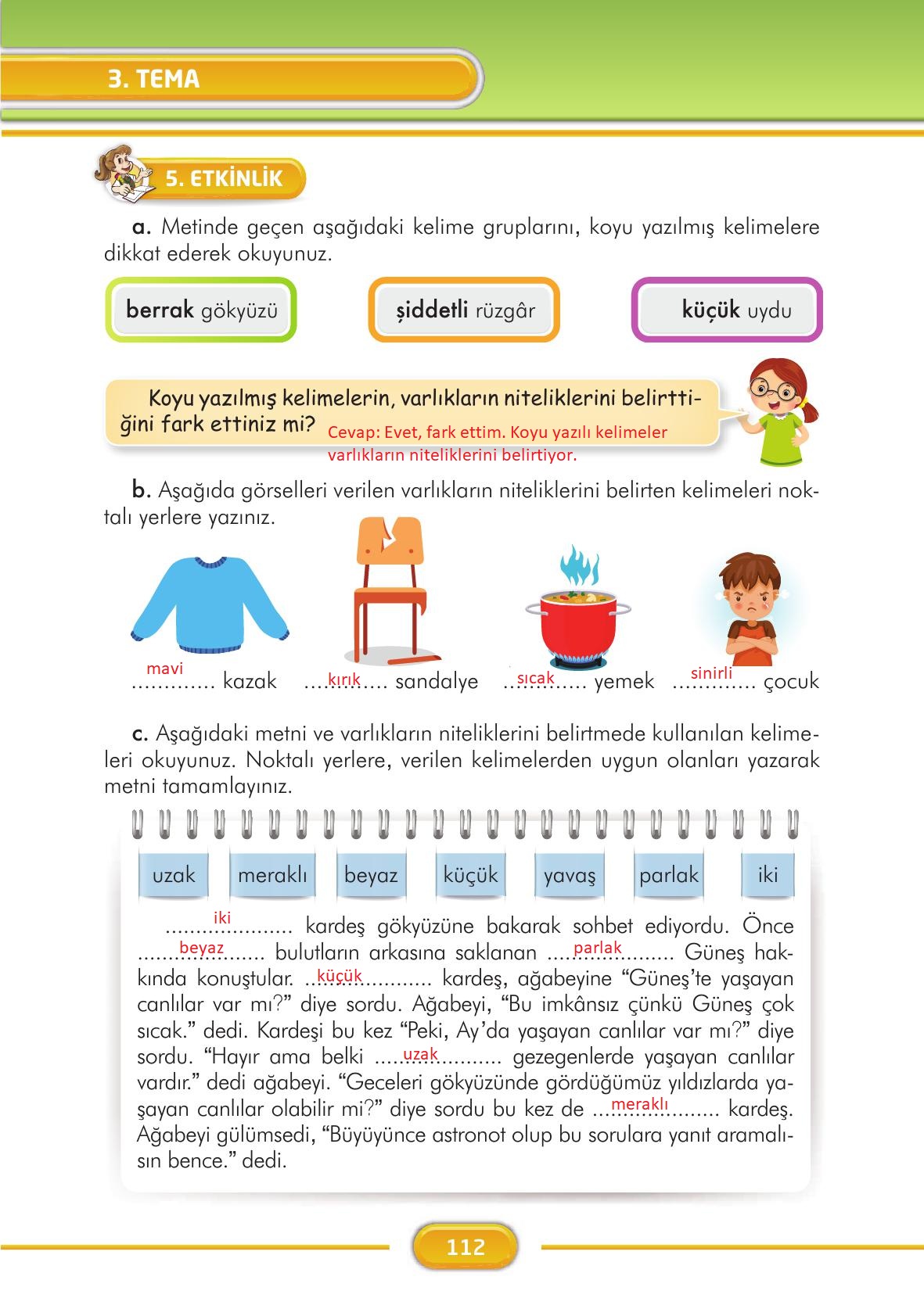 3. Sınıf İlke Yayınları Türkçe Ders Kitabı Sayfa 112 Cevapları