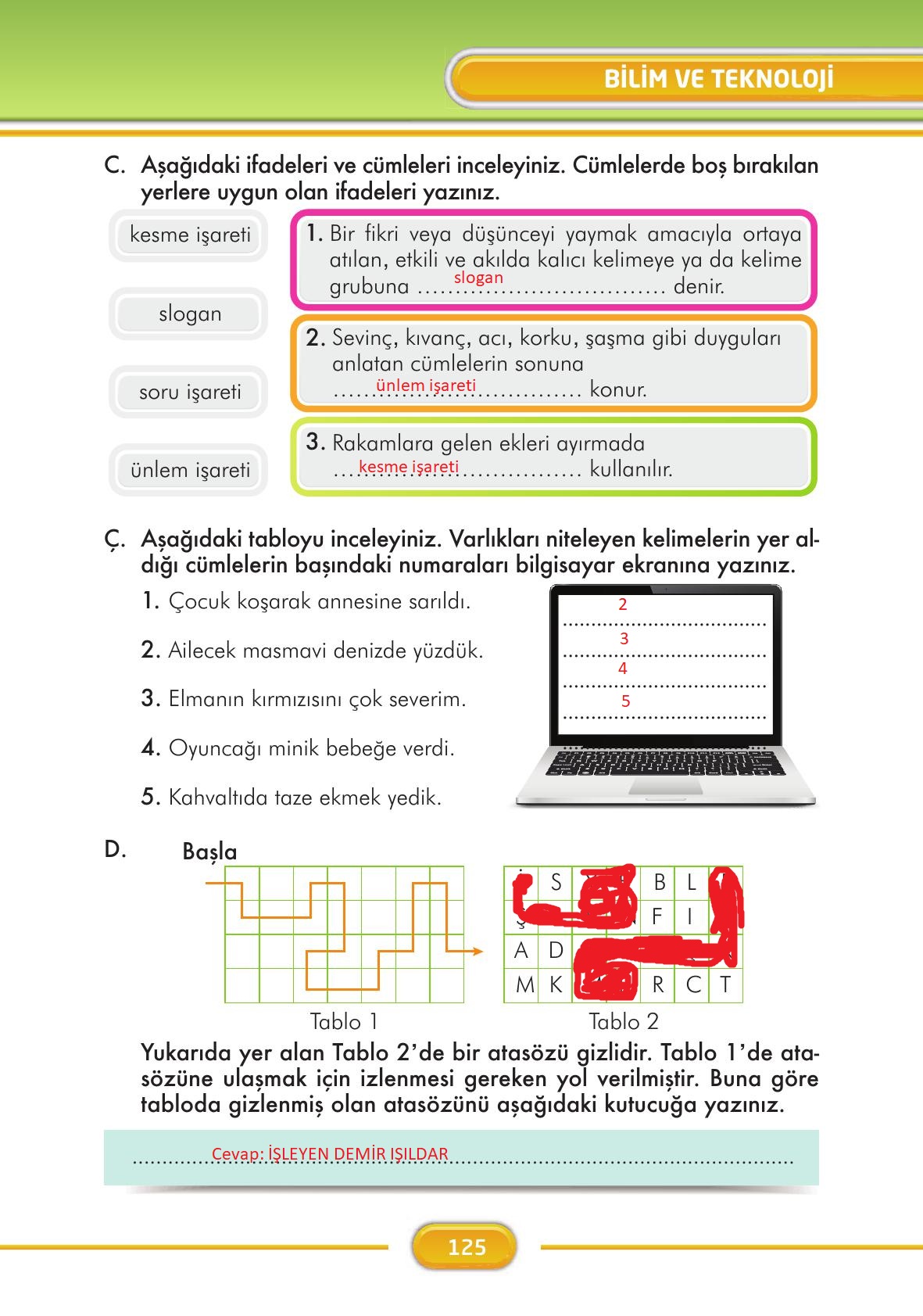 3. Sınıf İlke Yayınları Türkçe Ders Kitabı Sayfa 125 Cevapları