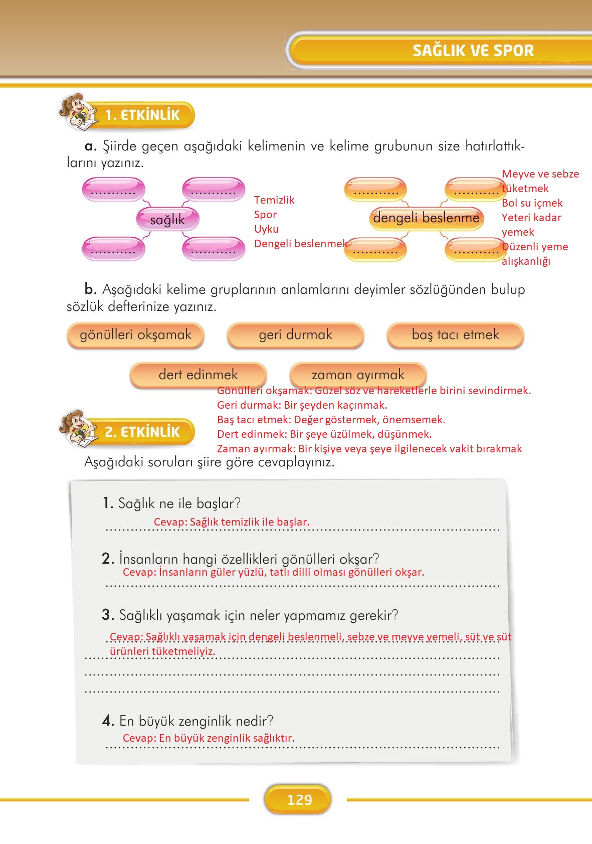 3. Sınıf İlke Yayınları Türkçe Ders Kitabı Sayfa 129 Cevapları