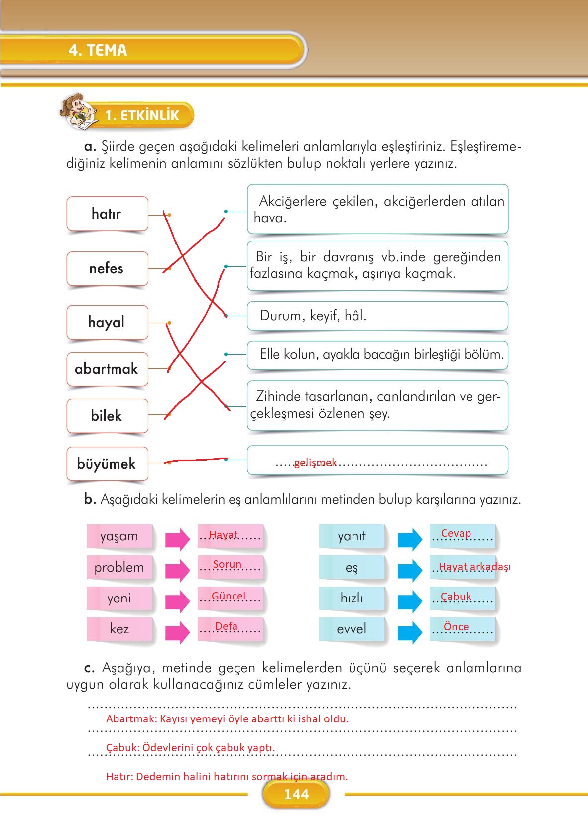 3. Sınıf İlke Yayınları Türkçe Ders Kitabı Sayfa 144 Cevapları