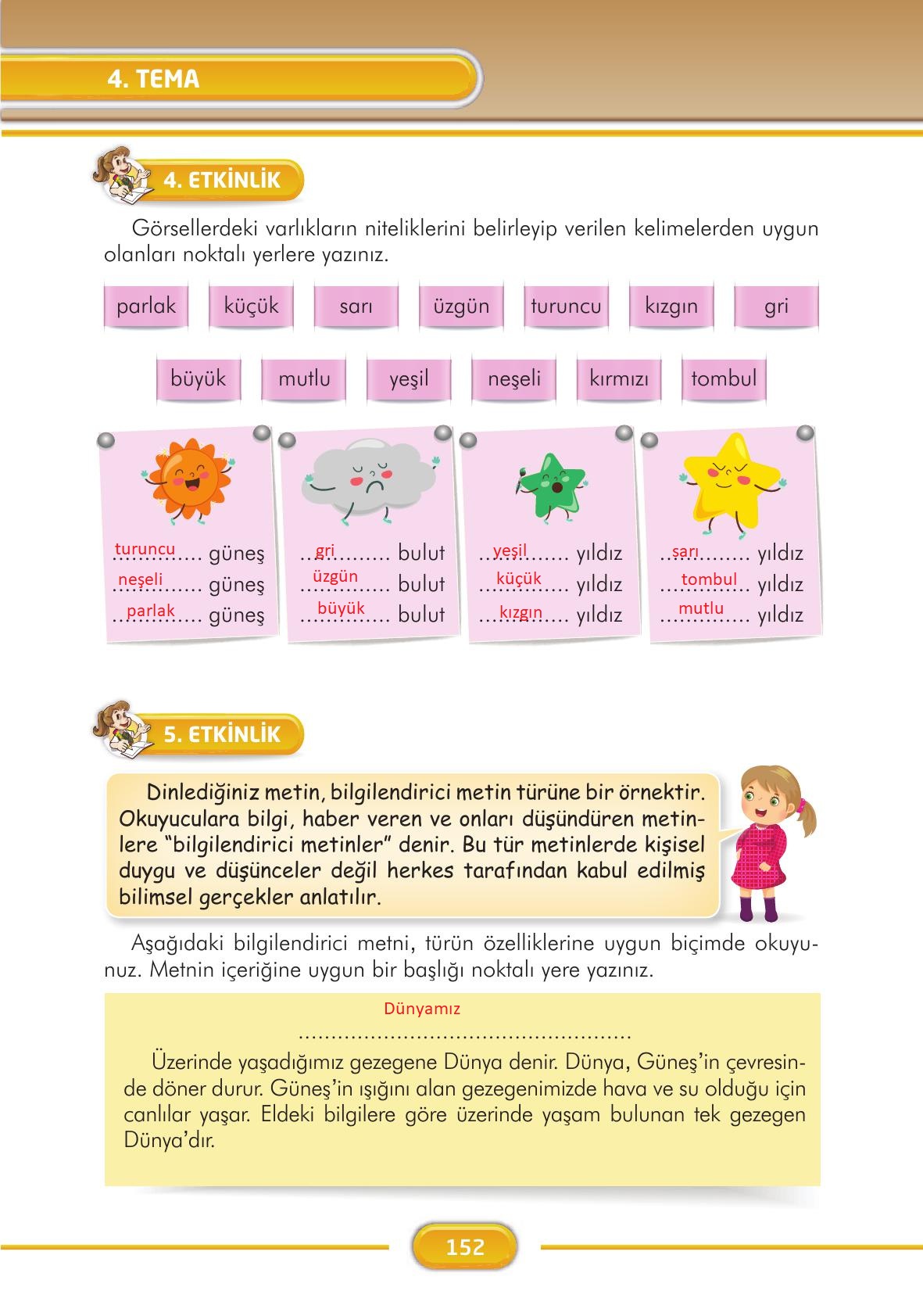 3. Sınıf İlke Yayınları Türkçe Ders Kitabı Sayfa 152 Cevapları