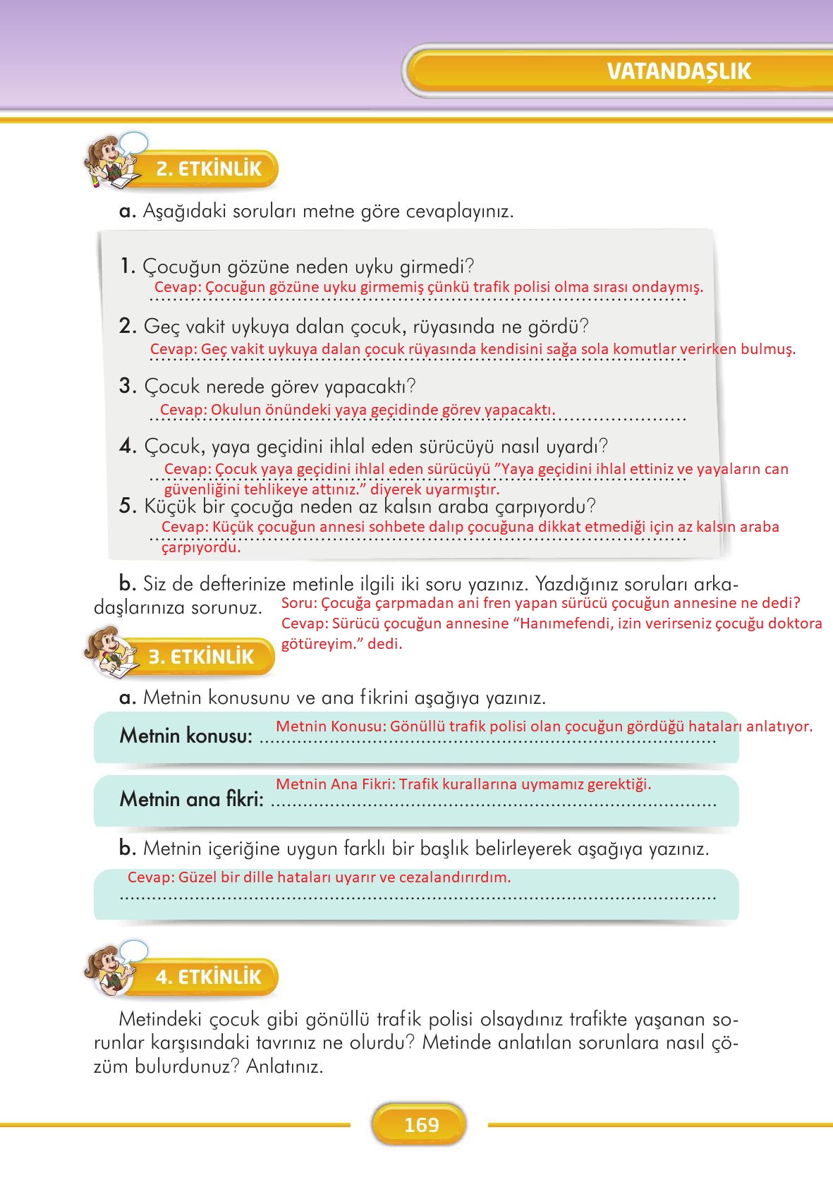 3. Sınıf İlke Yayınları Türkçe Ders Kitabı Sayfa 169 Cevapları