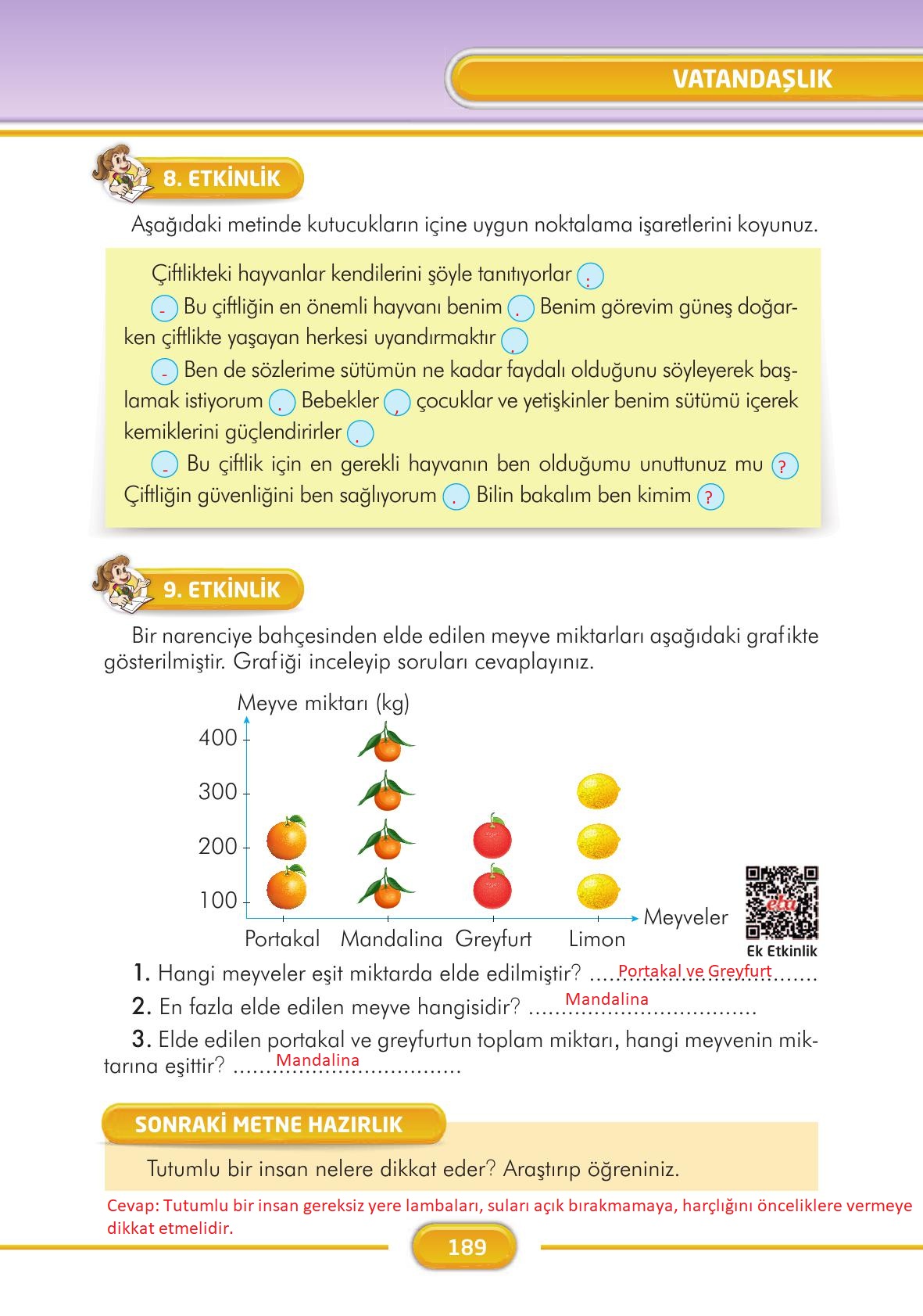 3. Sınıf İlke Yayınları Türkçe Ders Kitabı Sayfa 189 Cevapları