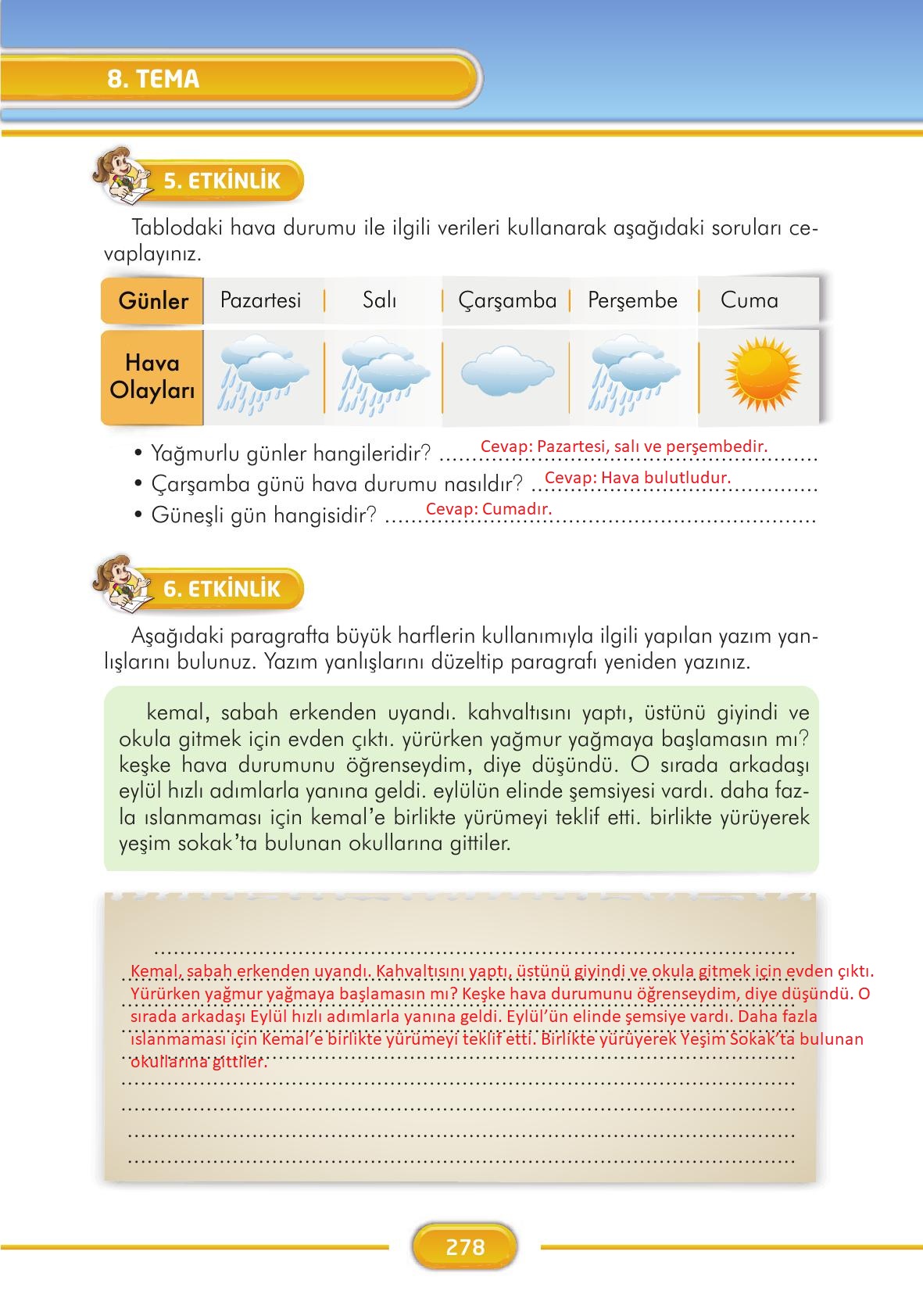 3. Sınıf İlke Yayınları Türkçe Ders Kitabı Sayfa 278 Cevapları