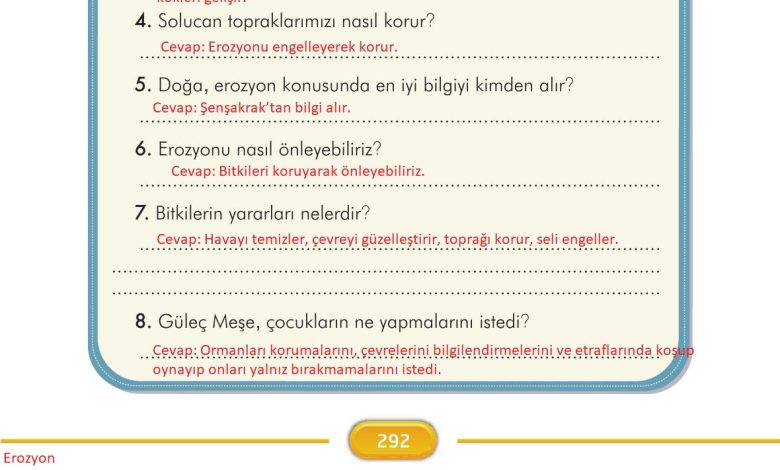 3. Sınıf İlke Yayınları Türkçe Ders Kitabı Sayfa 292 Cevapları