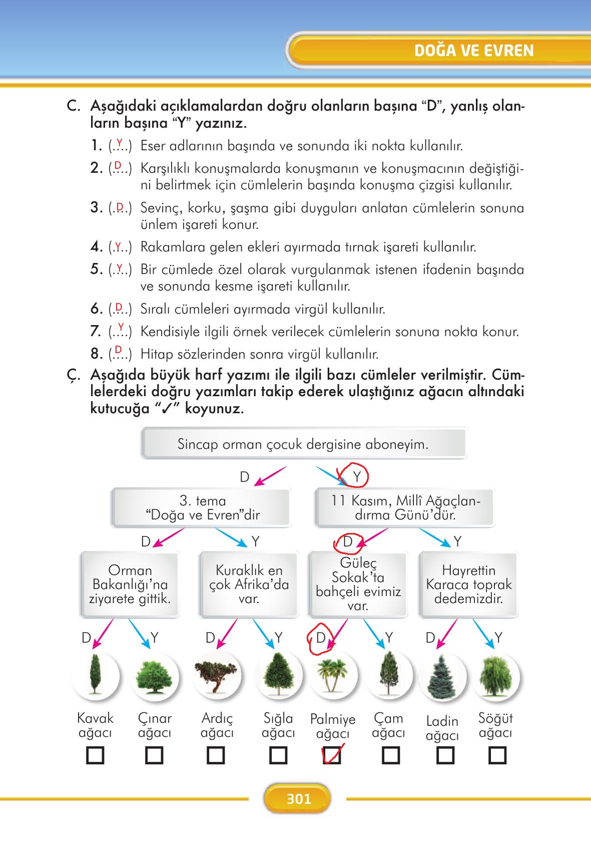 3. Sınıf İlke Yayınları Türkçe Ders Kitabı Sayfa 301 Cevapları