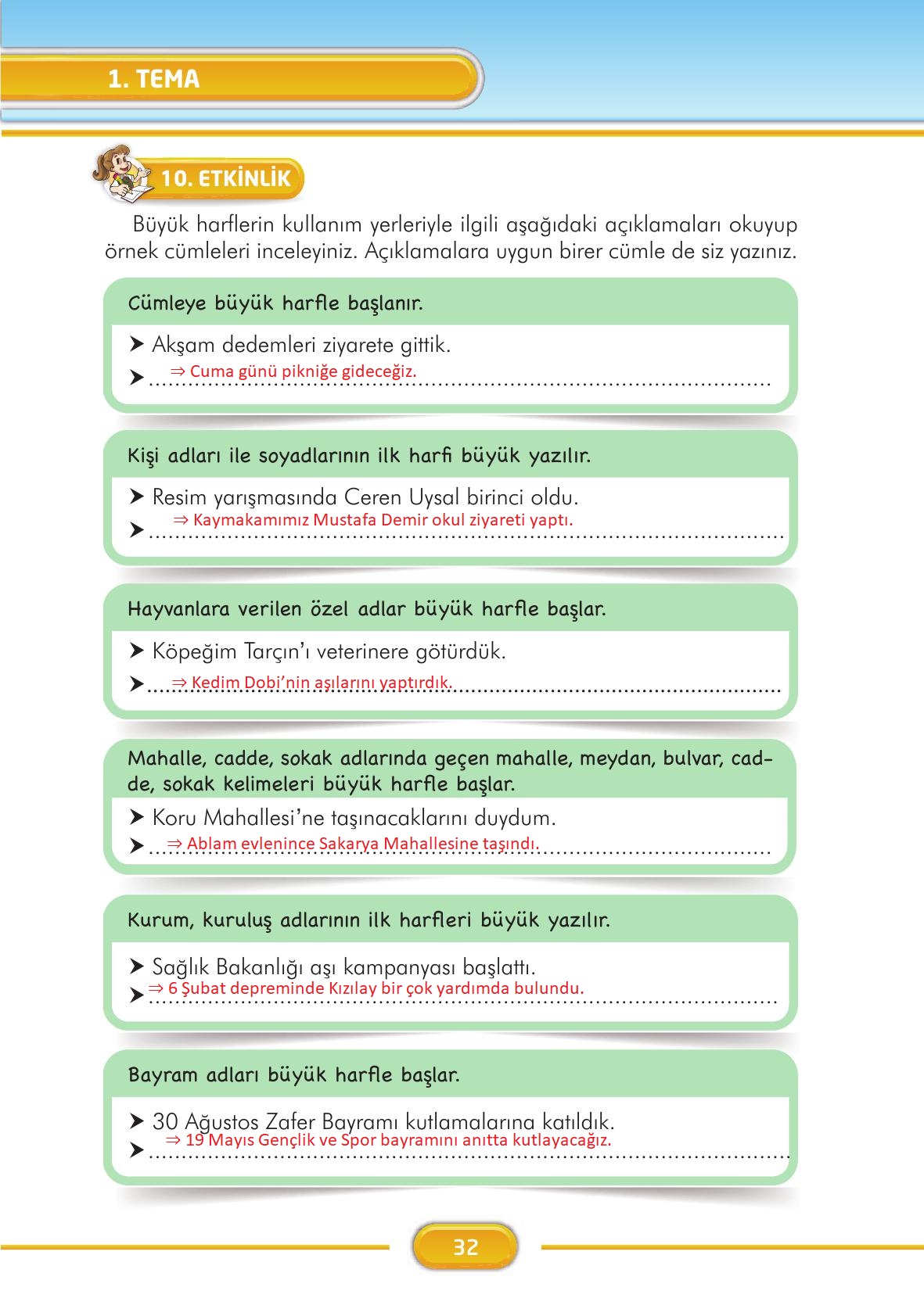 3. Sınıf İlke Yayınları Türkçe Ders Kitabı Sayfa 32 Cevapları