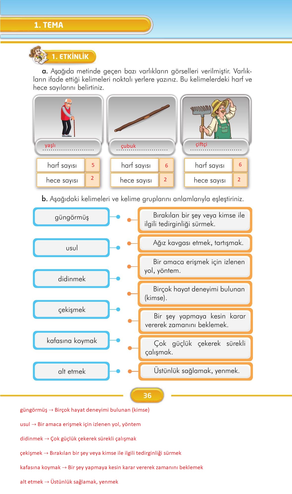 3. Sınıf İlke Yayınları Türkçe Ders Kitabı Sayfa 36 Cevapları