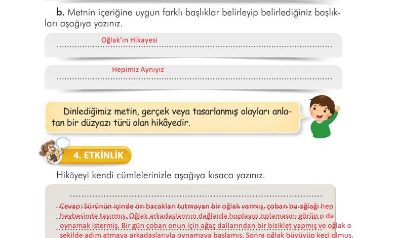 3. Sınıf İlke Yayınları Türkçe Ders Kitabı Sayfa 44 Cevapları