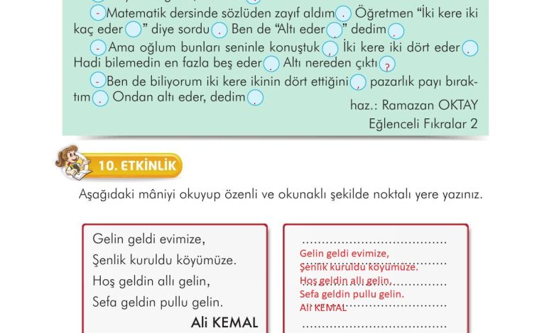 3. Sınıf İlke Yayınları Türkçe Ders Kitabı Sayfa 218 Cevapları