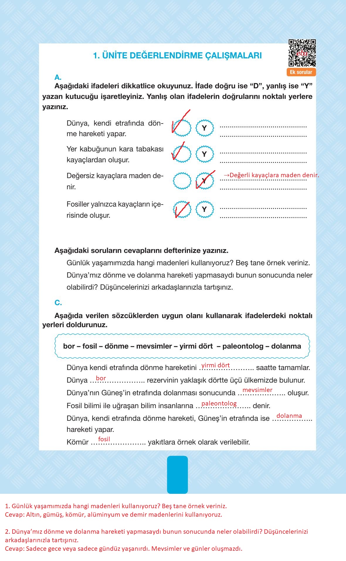 4. Sınıf Pasifik Yayınları Fen Bilimleri Ders Kitabı Sayfa 52 Cevapları