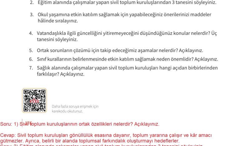 5. Sınıf Meb Yayınları 2. Kitap Ahlak Ve Vatandaşlık Eğitimi Ders Kitabı Sayfa 176 Cevapları