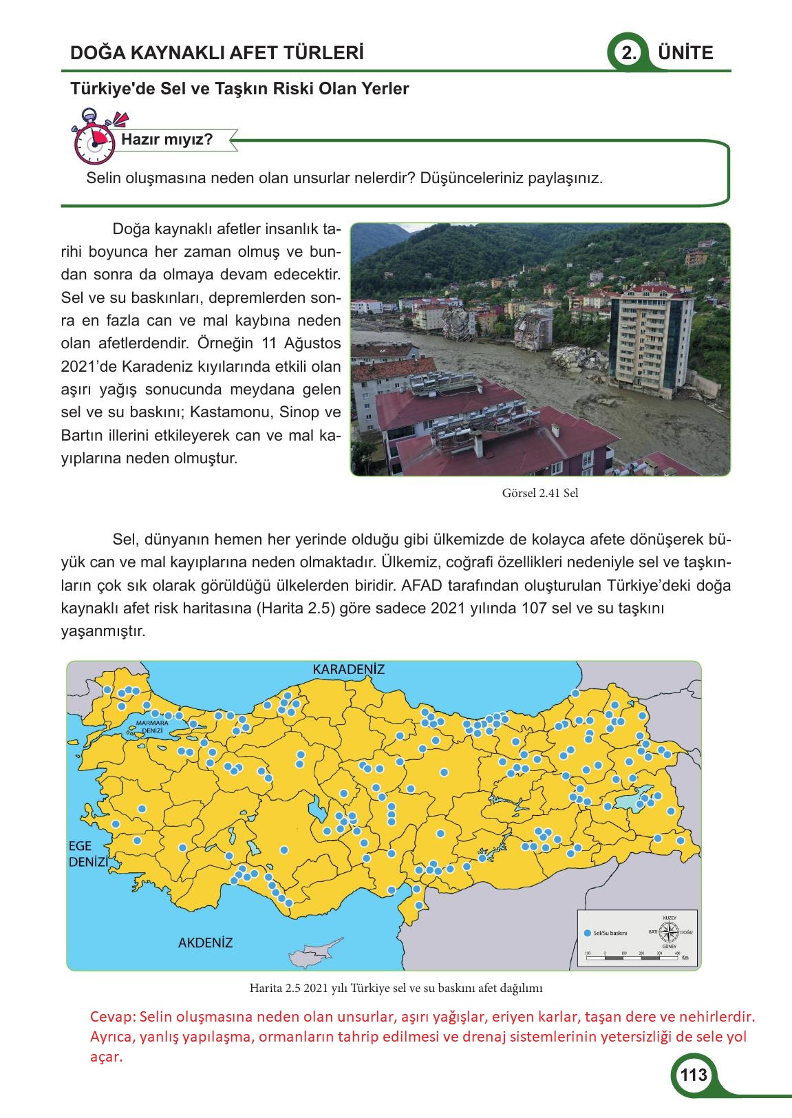 5. Sınıf Meb Yayınları Afet Bilinci Ders Kitabı Sayfa 113 Cevapları