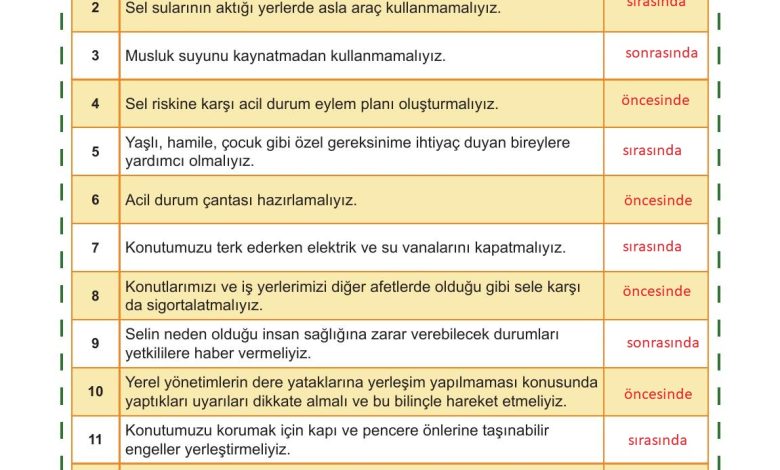 5. Sınıf Meb Yayınları Afet Bilinci Ders Kitabı Sayfa 132 Cevapları