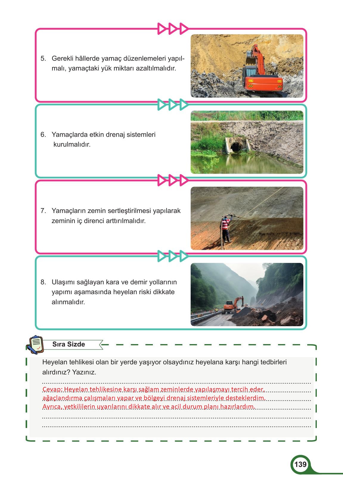 5. Sınıf Meb Yayınları Afet Bilinci Ders Kitabı Sayfa 139 Cevapları