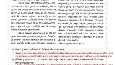 5. Sınıf Meb Yayınları Afet Bilinci Ders Kitabı Sayfa 26 Cevapları