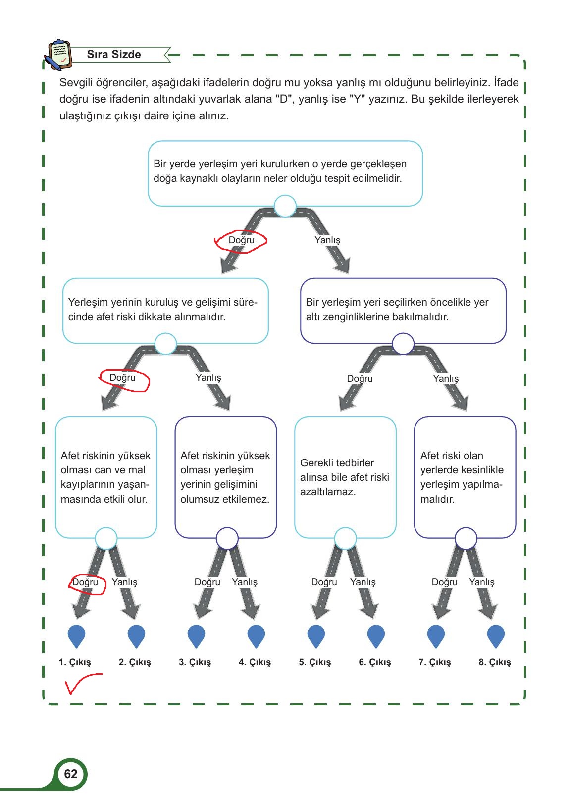 5. Sınıf Meb Yayınları Afet Bilinci Ders Kitabı Sayfa 62 Cevapları