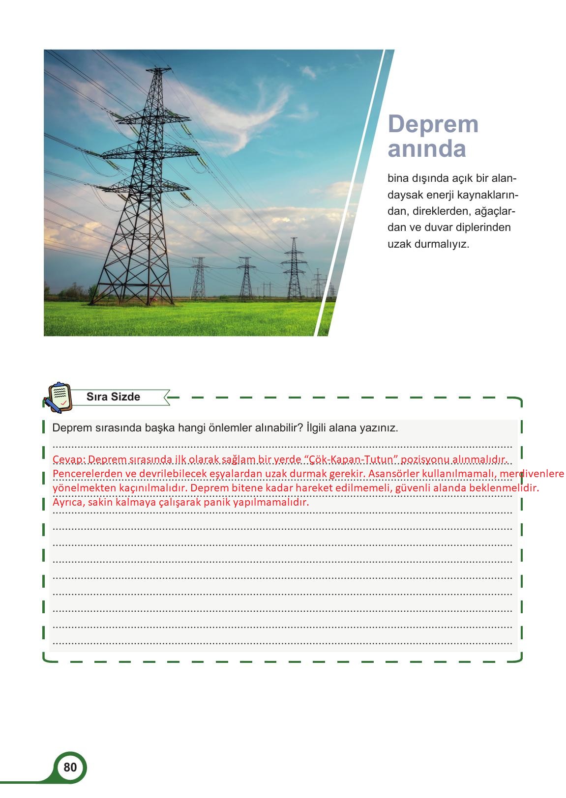 5. Sınıf Meb Yayınları Afet Bilinci Ders Kitabı Sayfa 80 Cevapları