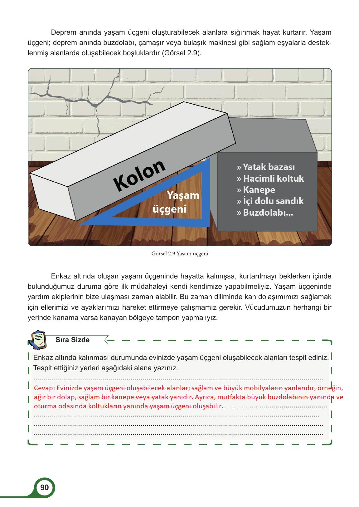 5. Sınıf Meb Yayınları Afet Bilinci Ders Kitabı Sayfa 90 Cevapları