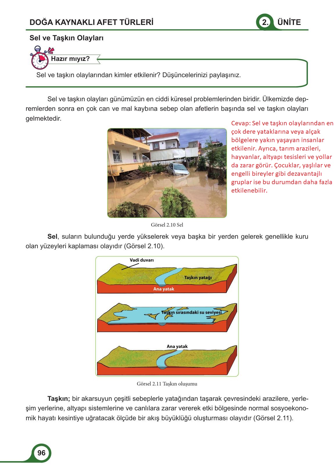 5. Sınıf Meb Yayınları Afet Bilinci Ders Kitabı Sayfa 96 Cevapları