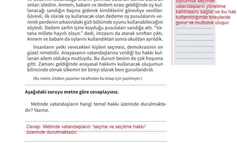 5. Sınıf Meb Yayınları 2. Kitap Ahlak Ve Vatandaşlık Eğitimi Ders Kitabı Sayfa 139 Cevapları