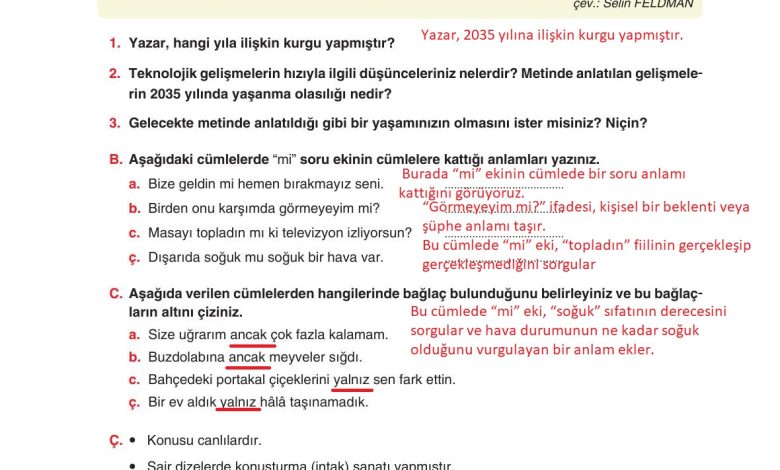 6. Sınıf Yıldırım Yayınları Türkçe Ders Kitabı Sayfa 246 Cevapları