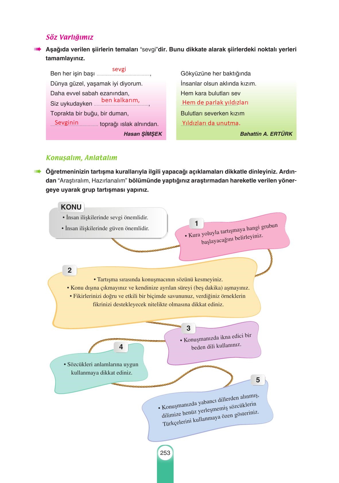 6. Sınıf Yıldırım Yayınları Türkçe Ders Kitabı Sayfa 253 Cevapları