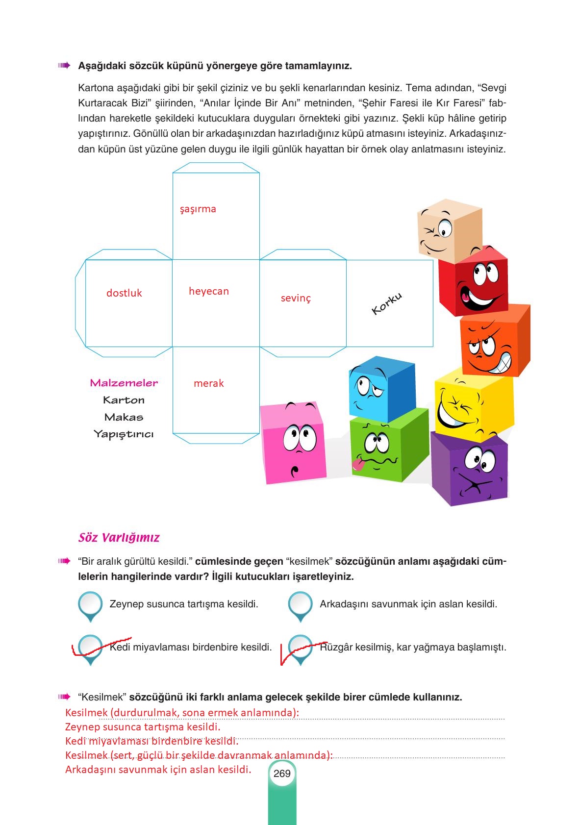 6. Sınıf Yıldırım Yayınları Türkçe Ders Kitabı Sayfa 269 Cevapları