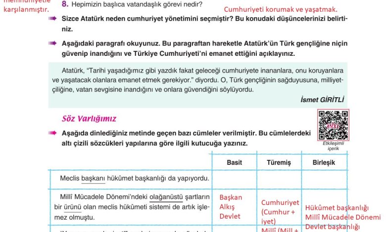 6. Sınıf Yıldırım Yayınları Türkçe Ders Kitabı Sayfa 68 Cevapları